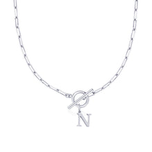 Load image into Gallery viewer, Paperclip Chain Initial Necklace with Circle Lock Clasp – Personalized Jewelry for Women, 45cm
