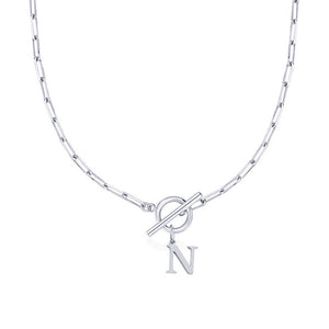 Paperclip Chain Initial Necklace with Circle Lock Clasp – Personalized Jewelry for Women, 45cm