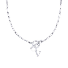 Load image into Gallery viewer, Paperclip Chain Initial Necklace with Circle Lock Clasp – Personalized Jewelry for Women, 45cm
