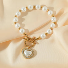 Load image into Gallery viewer, Pearl Heart Clasp Choker Necklace for Women – Elegant Faux Pearl Jewelry with Rhinestone Accents
