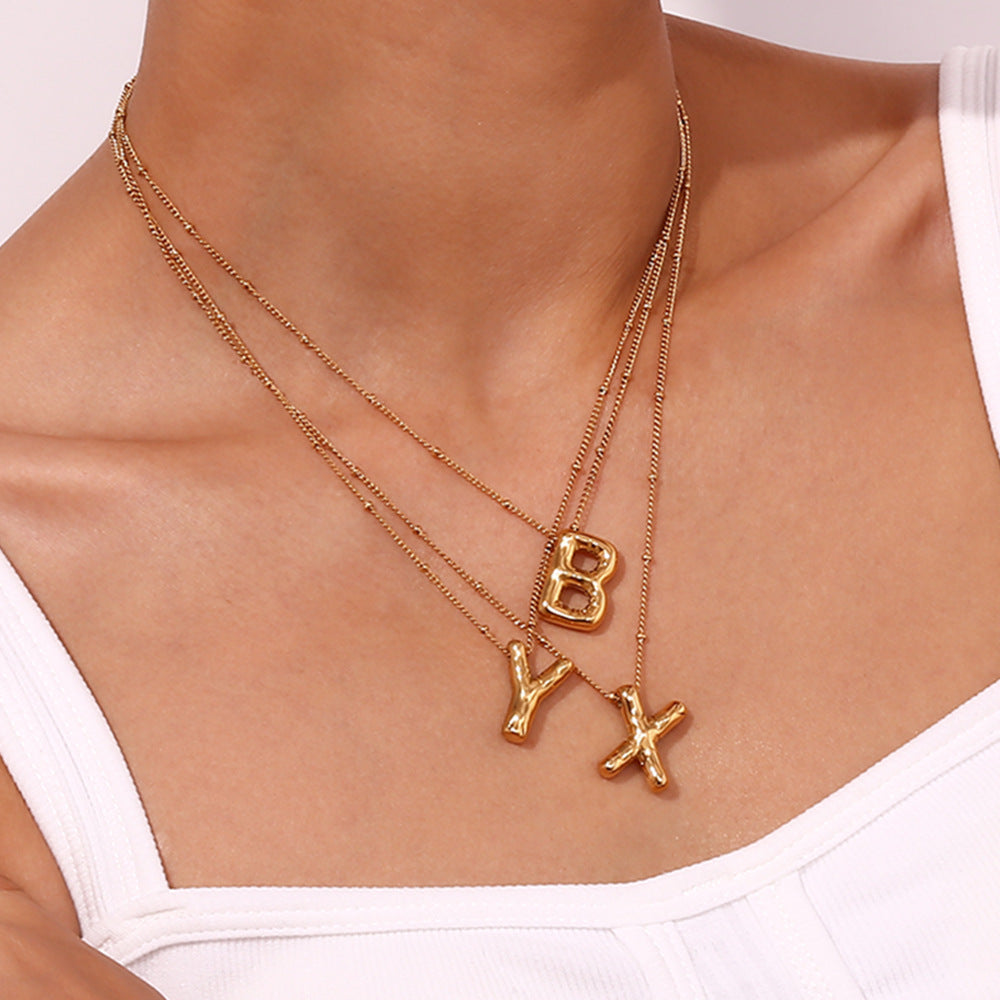 Personalized Gold Initial Necklace - 18k Gold-Plated Pendant, Hypoallergenic Design, 18-Inch Chain