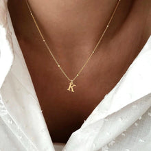 Load image into Gallery viewer, Personalized Gold Initial Necklace with Dainty Satellite Chain – Adjustable Length Women's Jewelry
