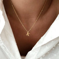Personalized Gold Initial Necklace with Dainty Satellite Chain – Adjustable Length Women's Jewelry