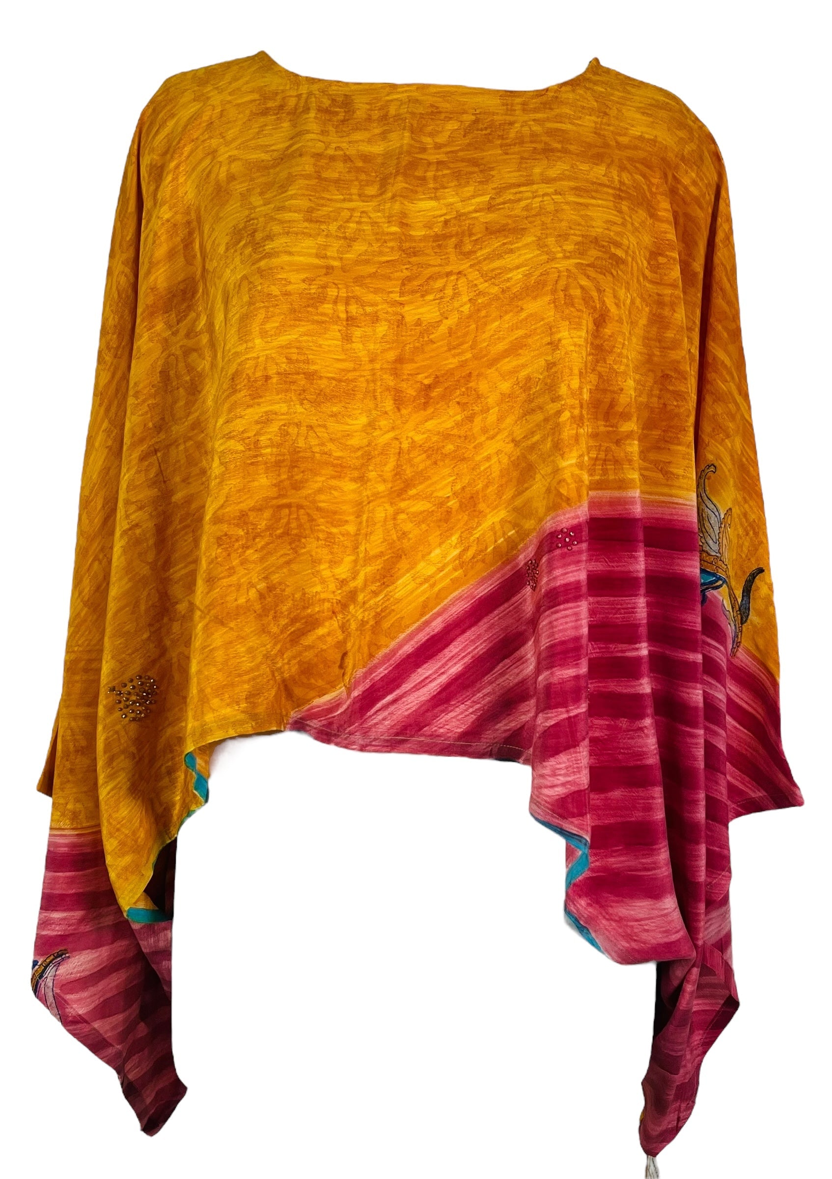 PRC7320 Avatar Pure Silk Kimono-Sleeved Top