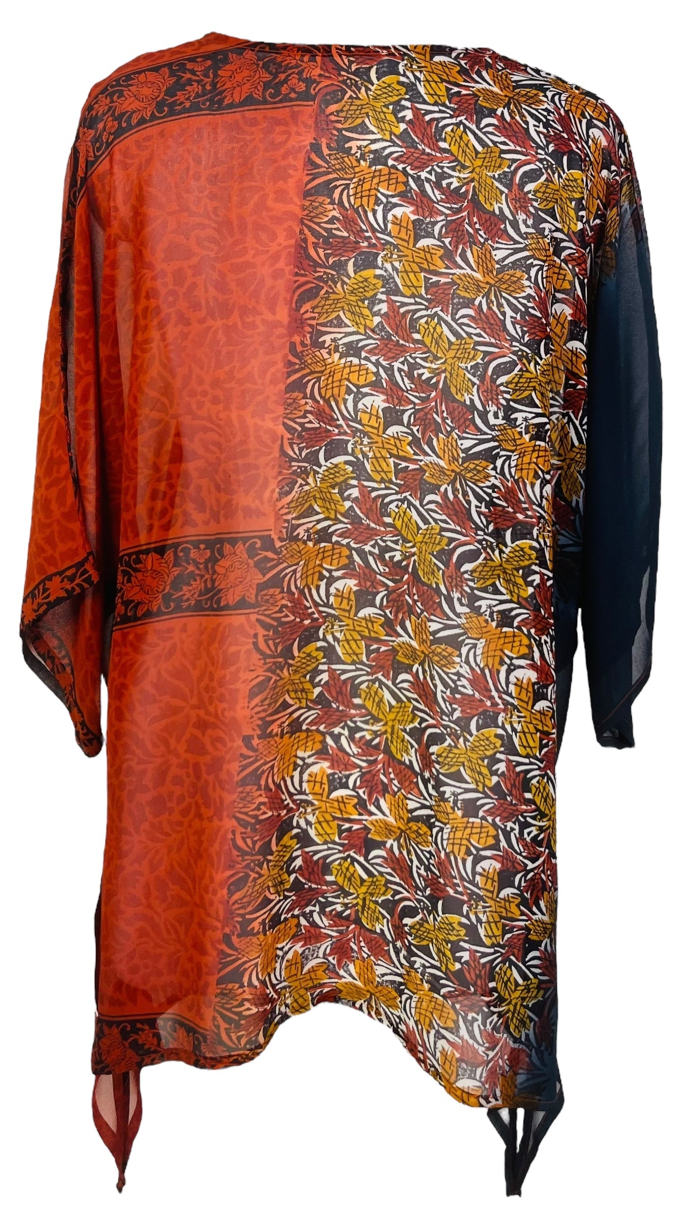 PRG7631 Sheer Avatar Pure Silk Long Tunic with Side Ties