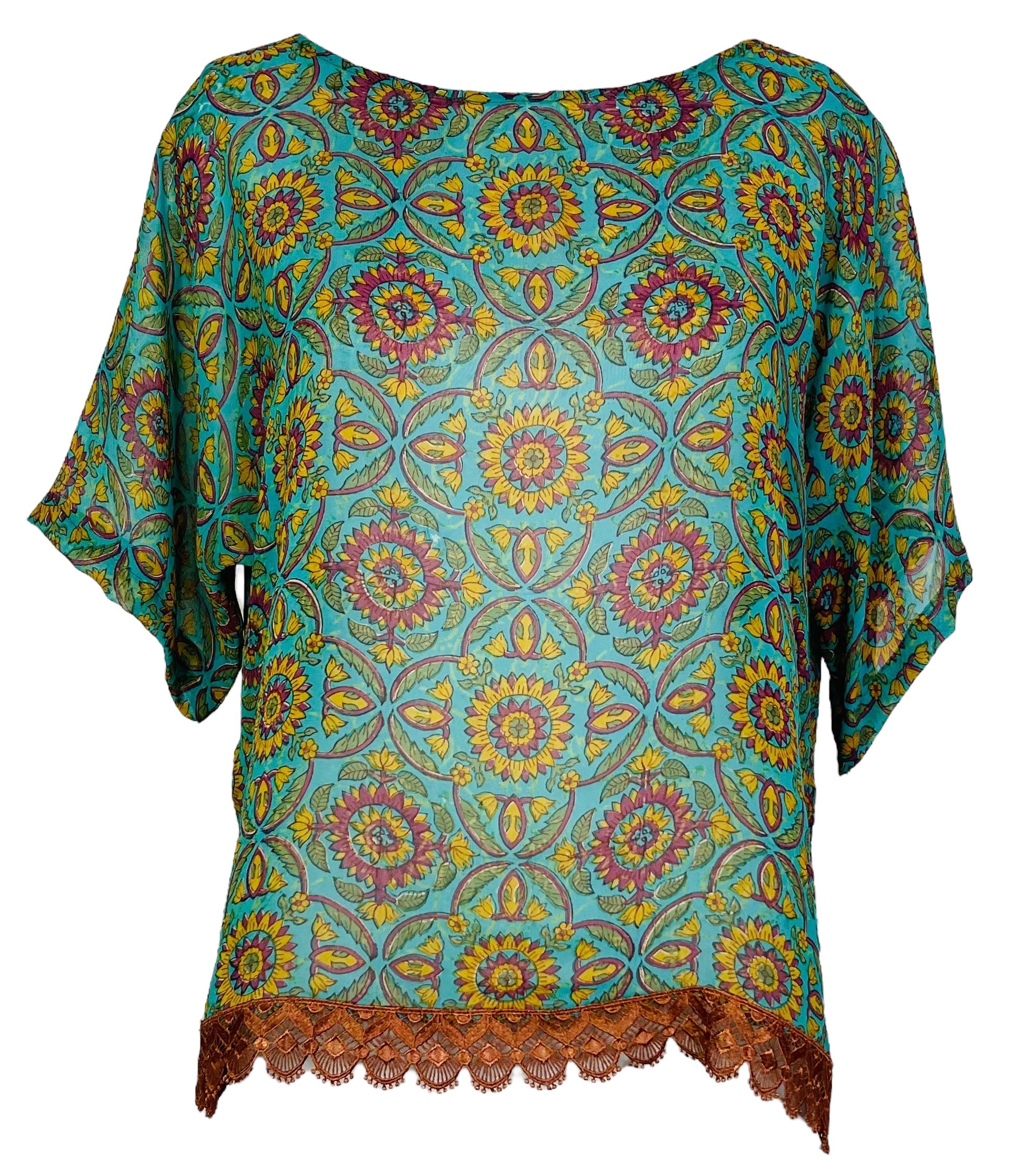 SOLD  PRG7062 Sheer Avatar Pure Silk Side Slit Top