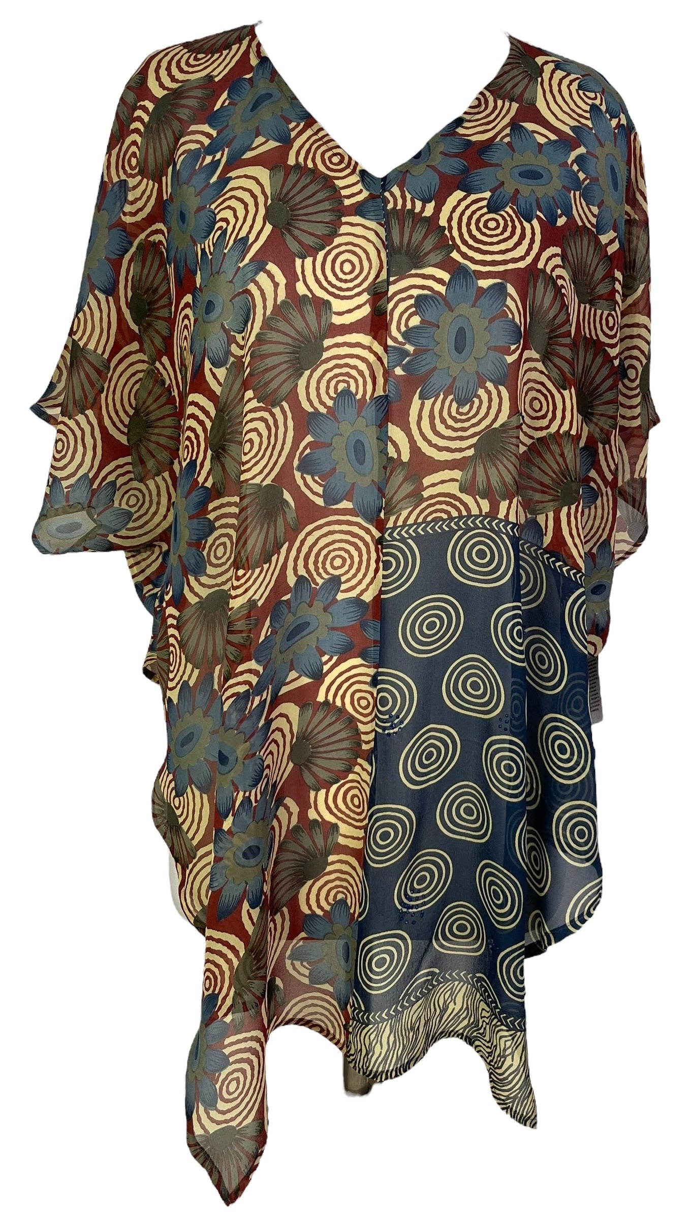 PRG7107 Sheer Avatar Pure Silk Waterfall Top