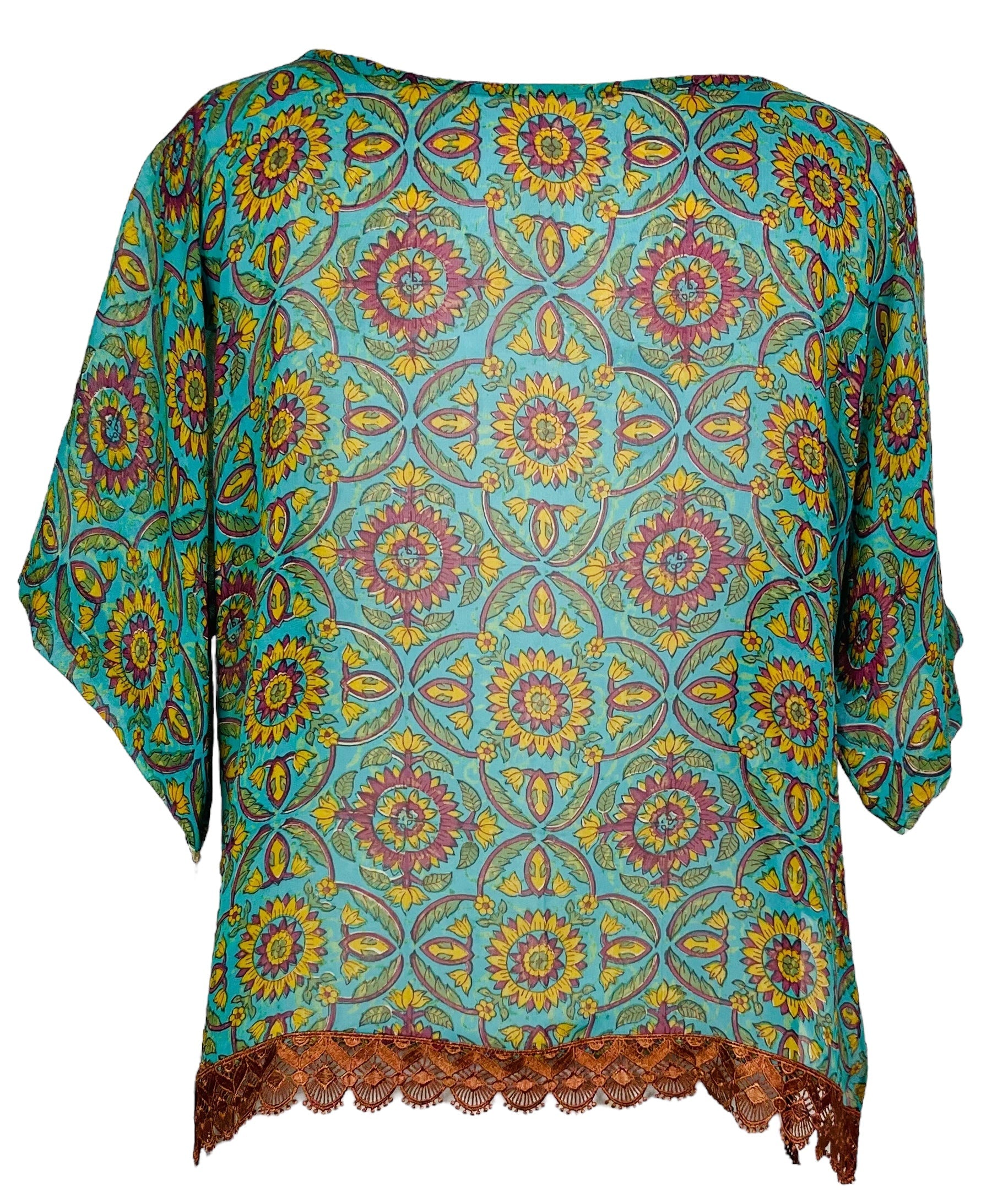 SOLD  PRG7062 Sheer Avatar Pure Silk Side Slit Top