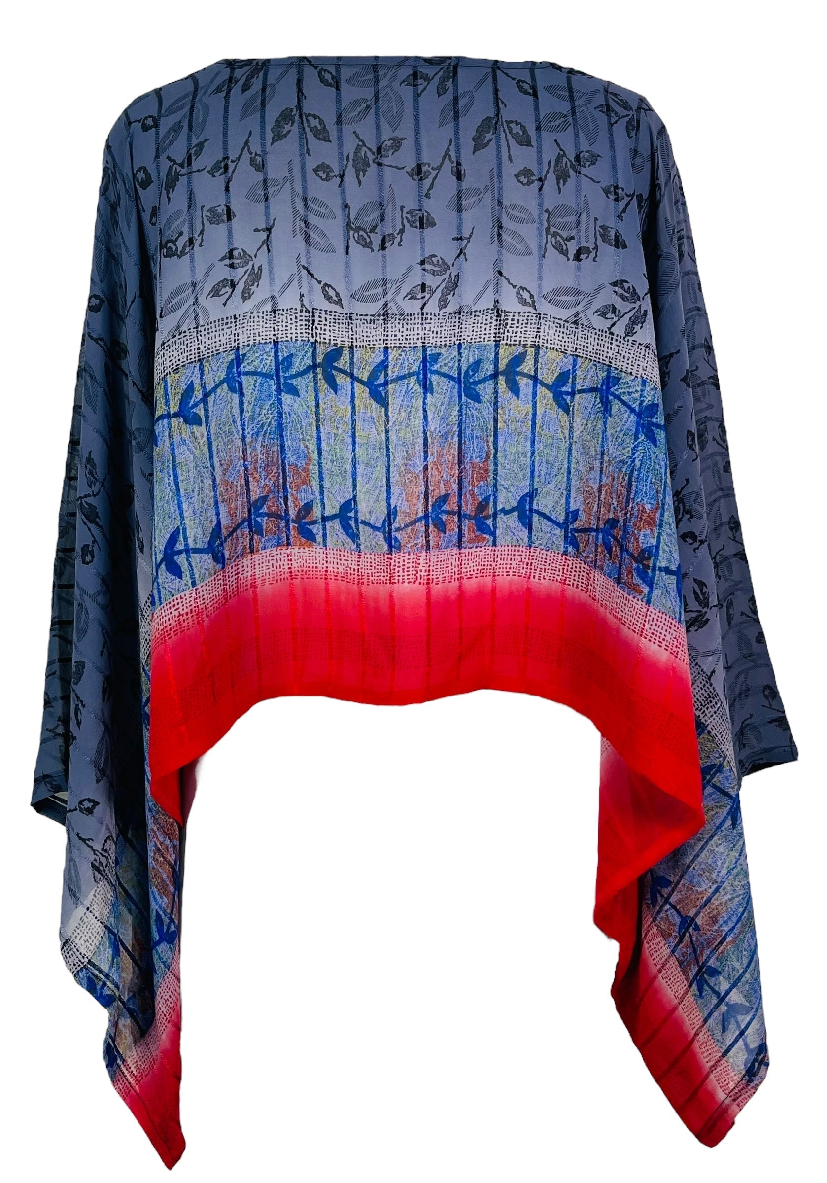 SOLD  PRG7345 Sheer Avatar Pure Silk Kimono-Sleeved Top