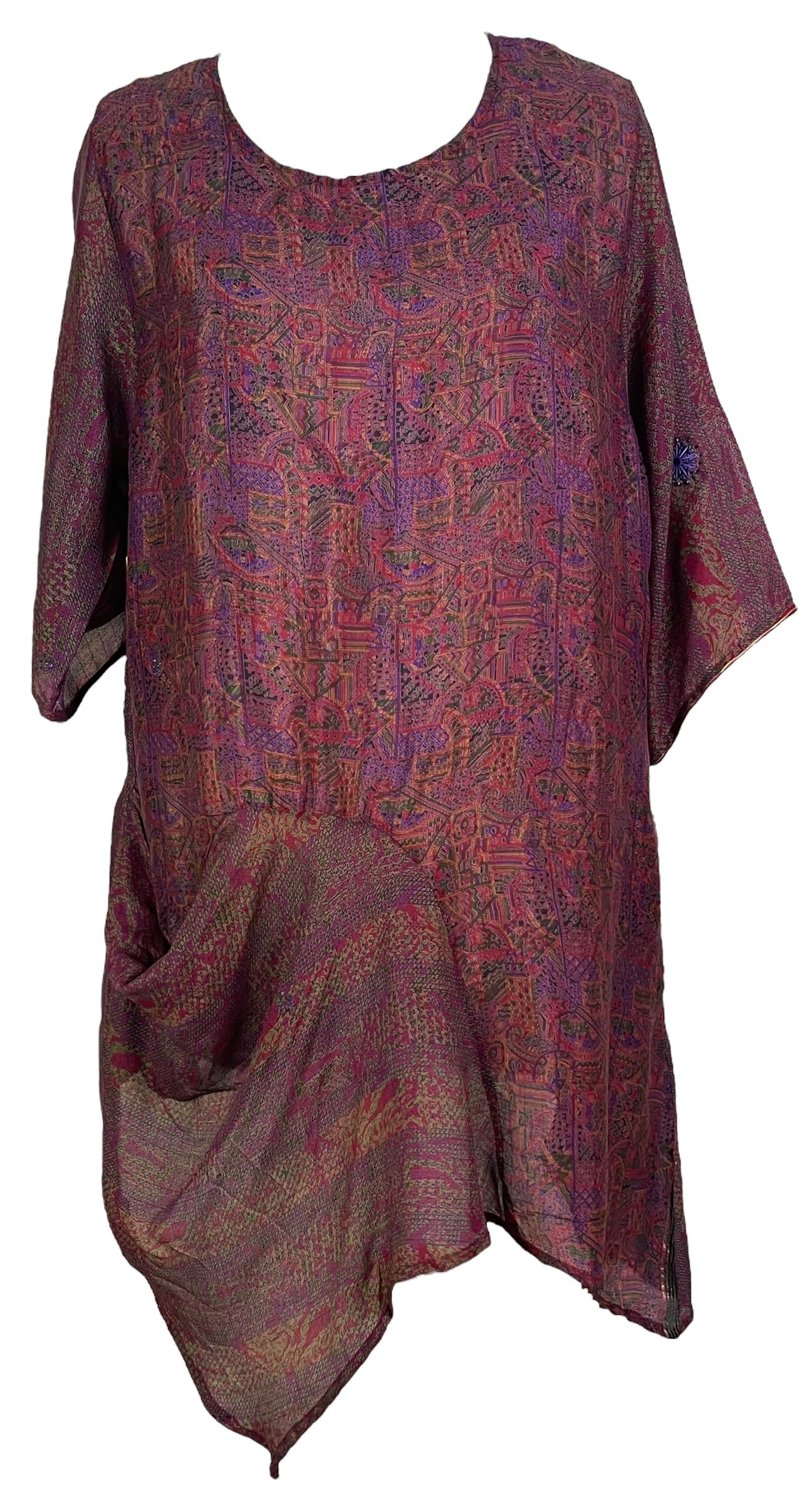 PRC6827 Avatar Pure Silk Self Pocket Tunic Dress