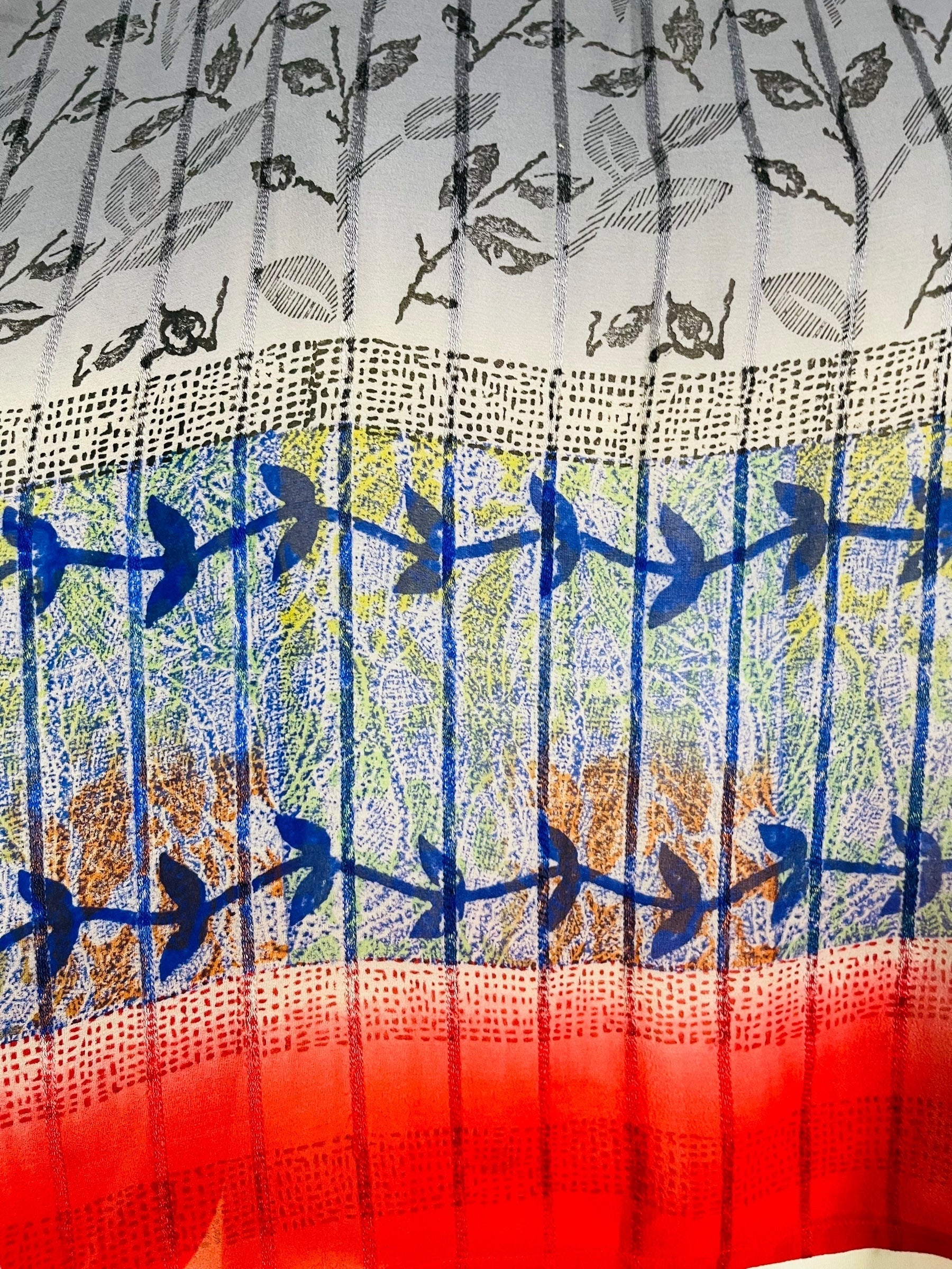 SOLD  PRG7345 Sheer Avatar Pure Silk Kimono-Sleeved Top