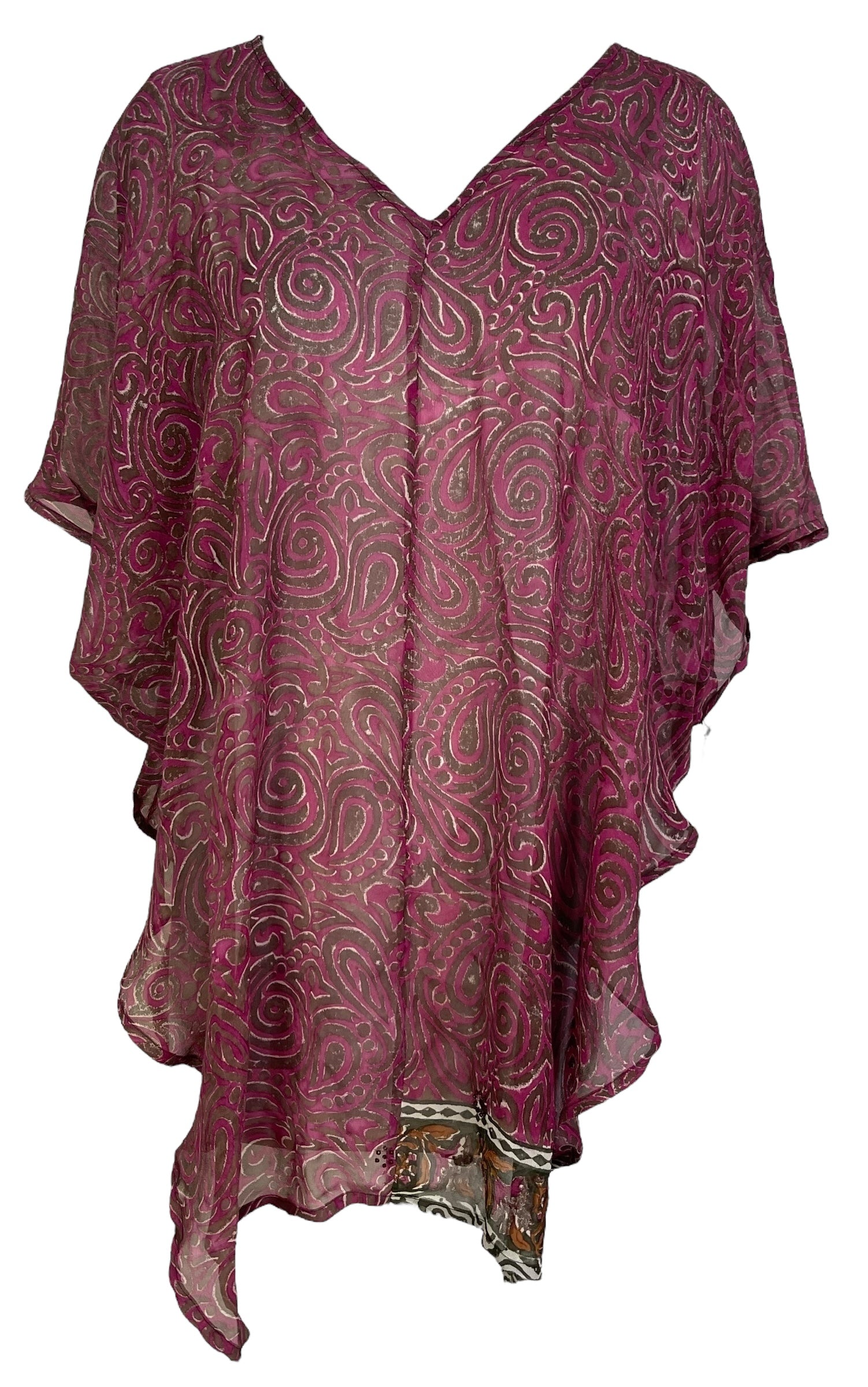 PRG7089 Sheer Avatar Pure Silk Waterfall Top