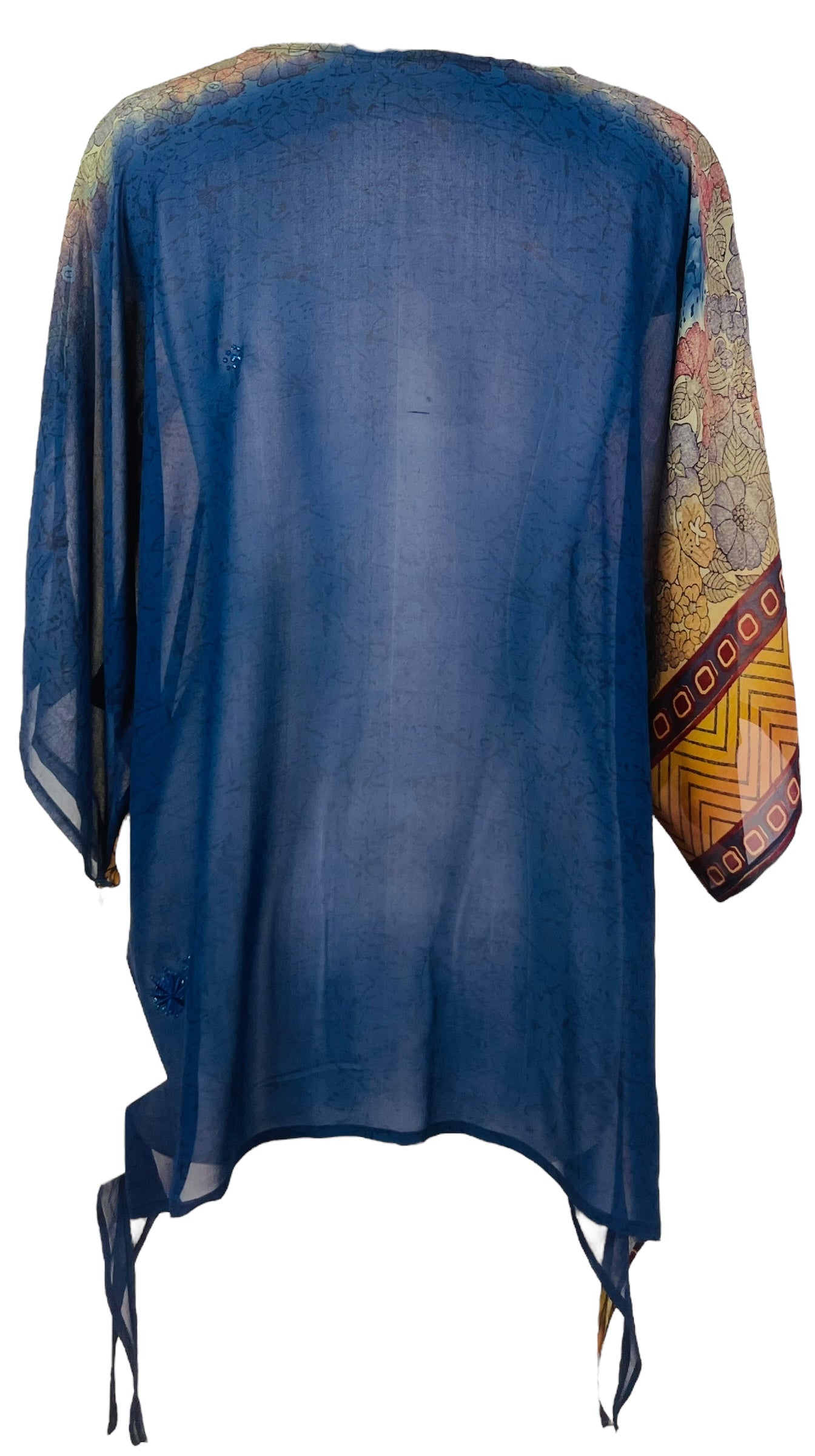 PRG7633 Sheer Avatar Pure Silk Long Tunic with Side Ties