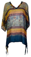 PRG7633 Sheer Avatar Pure Silk Long Tunic with Side Ties