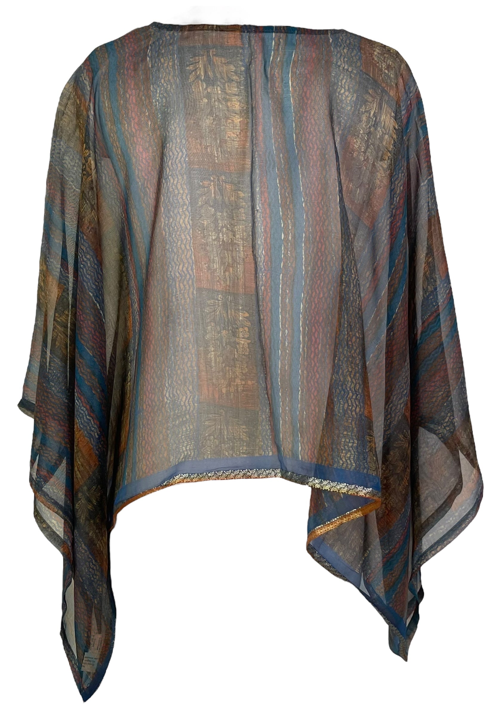 PRG6605 Sheer Avatar Pure Silk Kimono-Sleeved Top