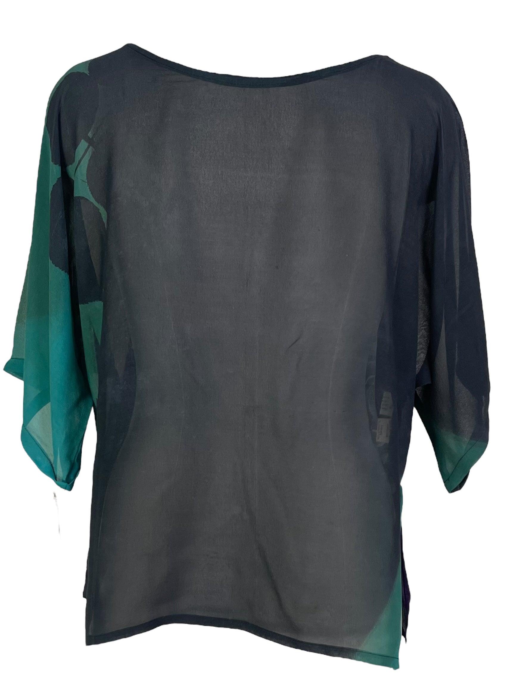 PRG6622 Sheer Avatar Pure Silk Side Slit Top