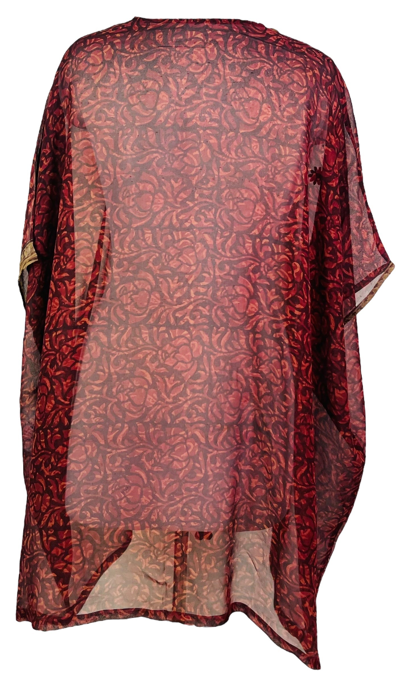 PRG7480 Sheer Avatar Pure Silk Short Kaftan Tunic without Slits