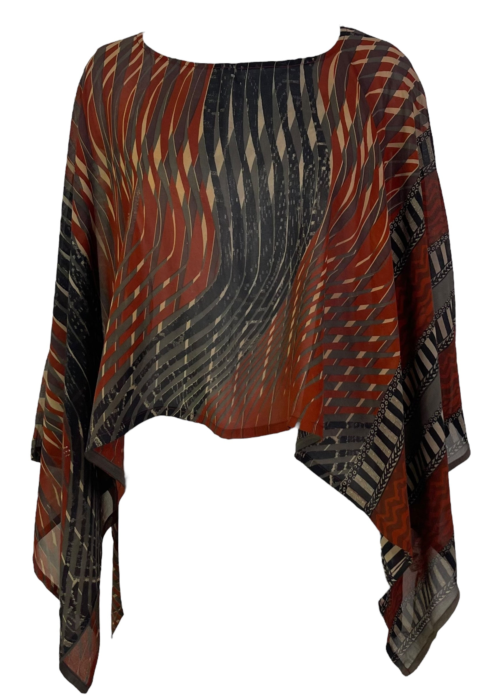 PRG7120 Sheer Avatar Pure Silk Capelet Poncho