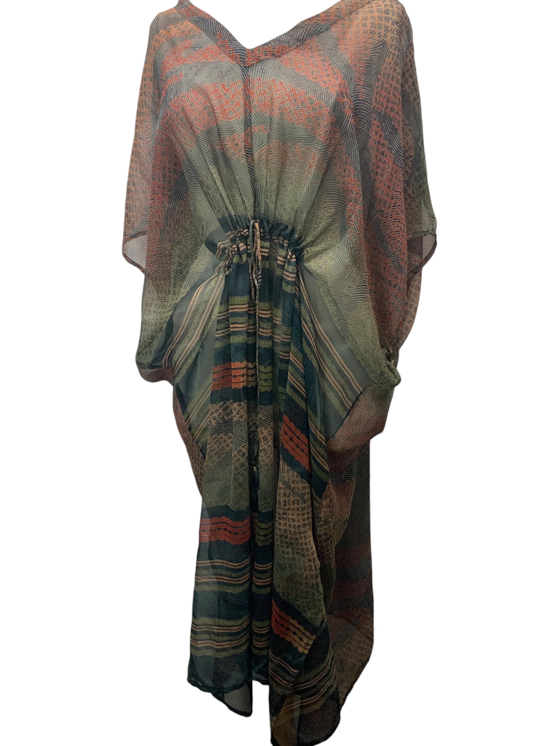 FINAL SALE PRG3936 Sheer Avatar Pure Silk Maxi Kaftan
