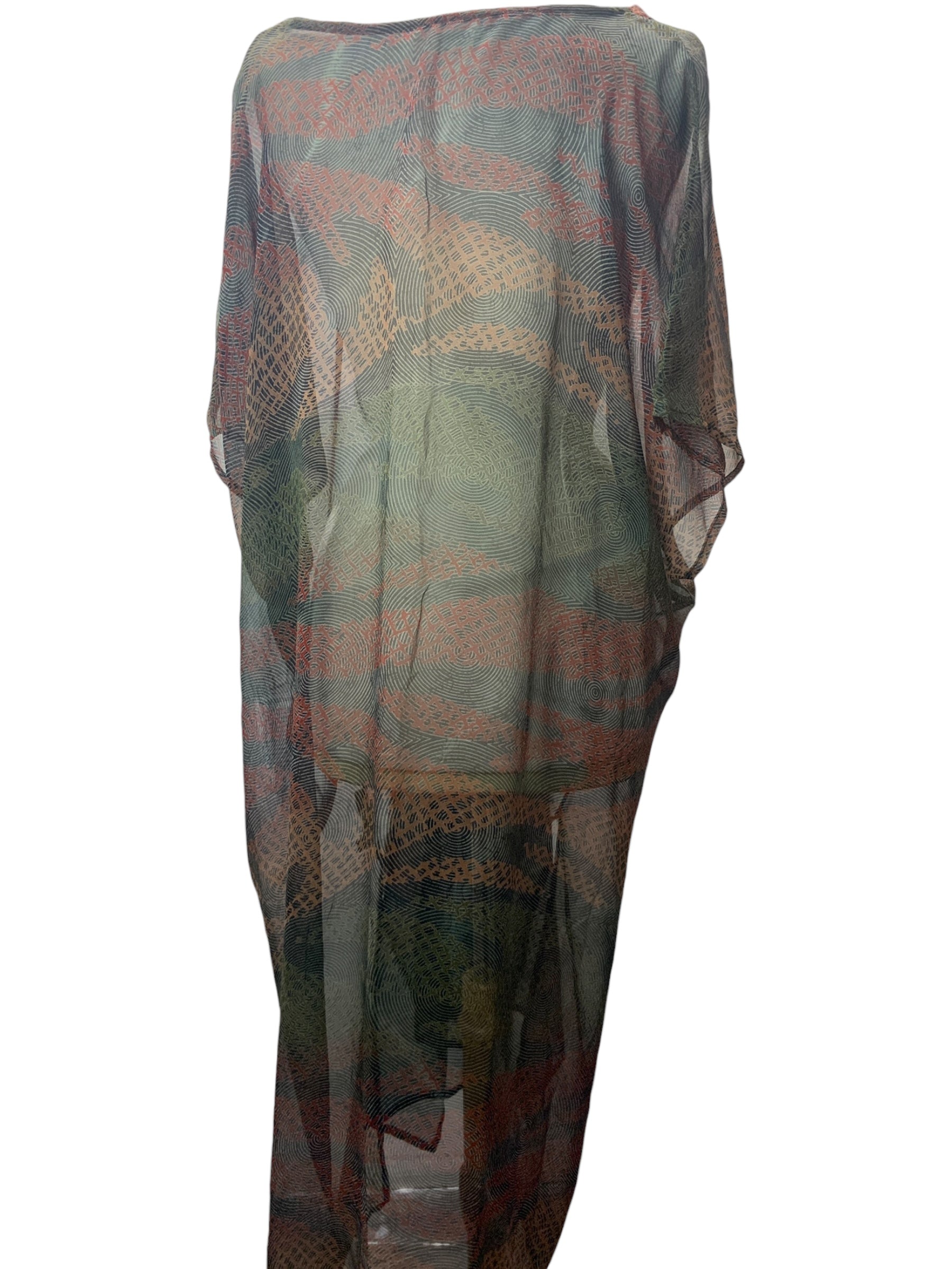 FINAL SALE PRG3936 Sheer Avatar Pure Silk Maxi Kaftan