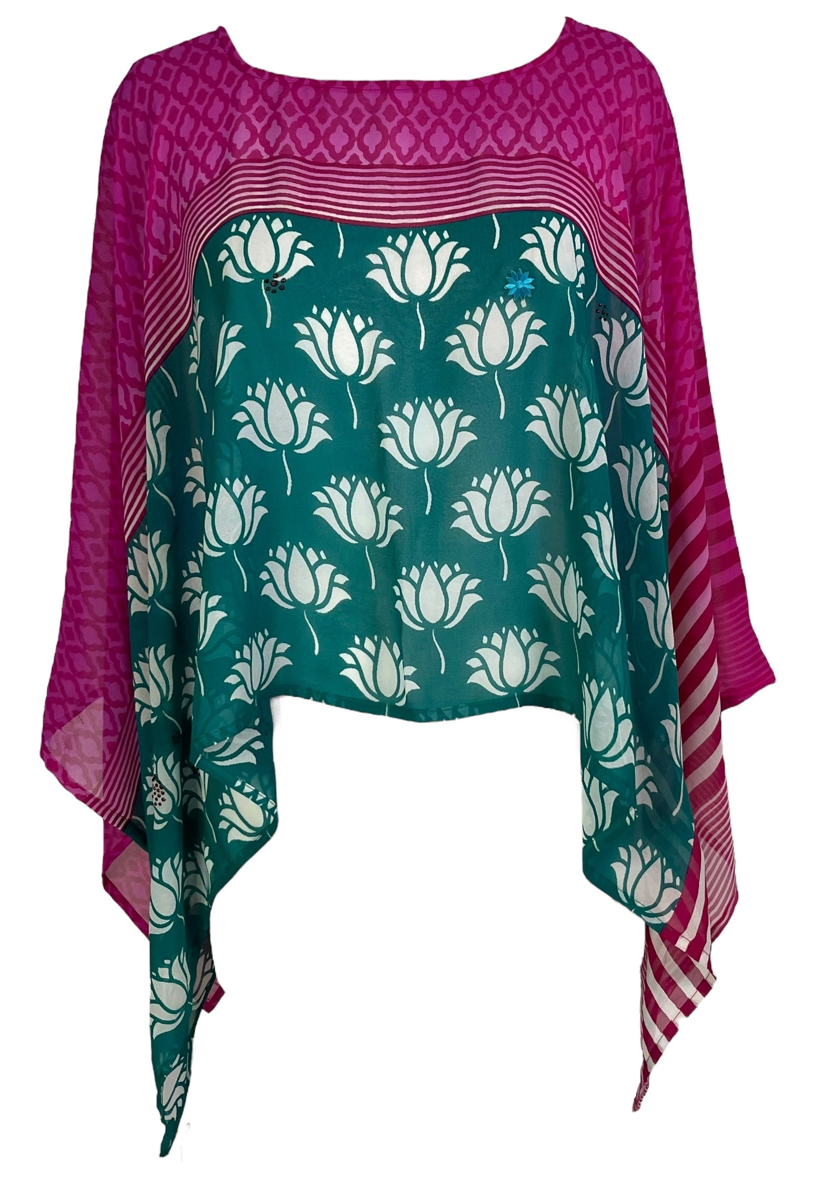 SOLD  PRG7349 Sheer Avatar Pure Silk Capelet Poncho