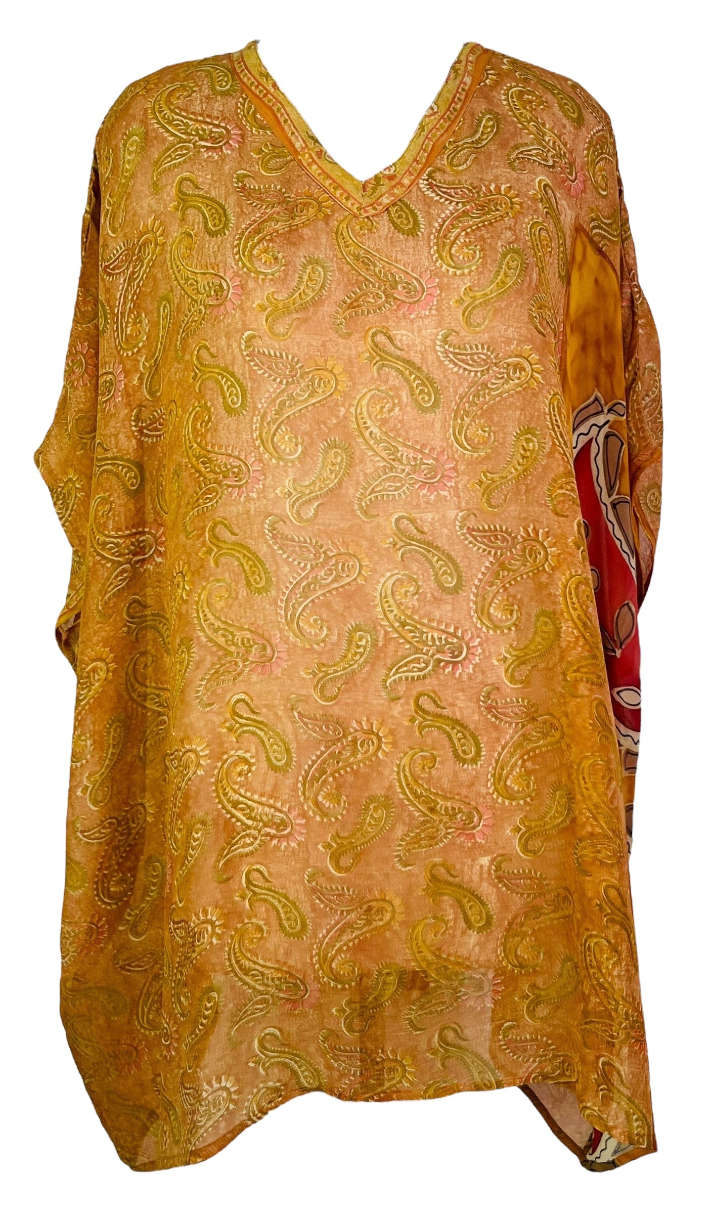 PRG7488 Sheer Avatar Pure Silk Short Kaftan Tunic without Slits