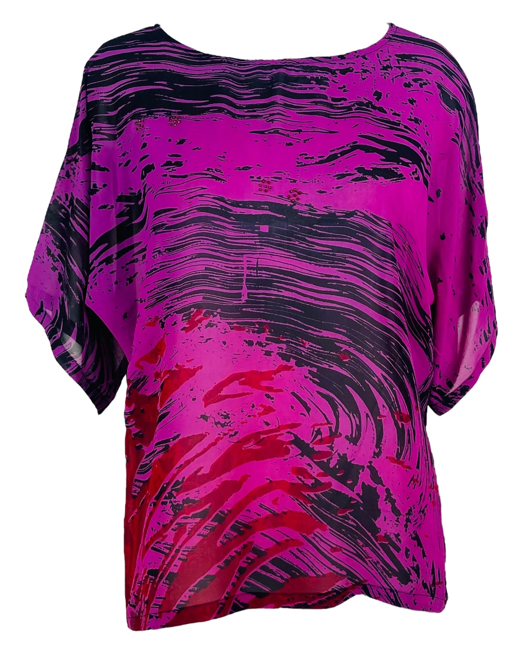 SOLD  PRG6445 Sheer Avatar Pure Silk Side Slit Top