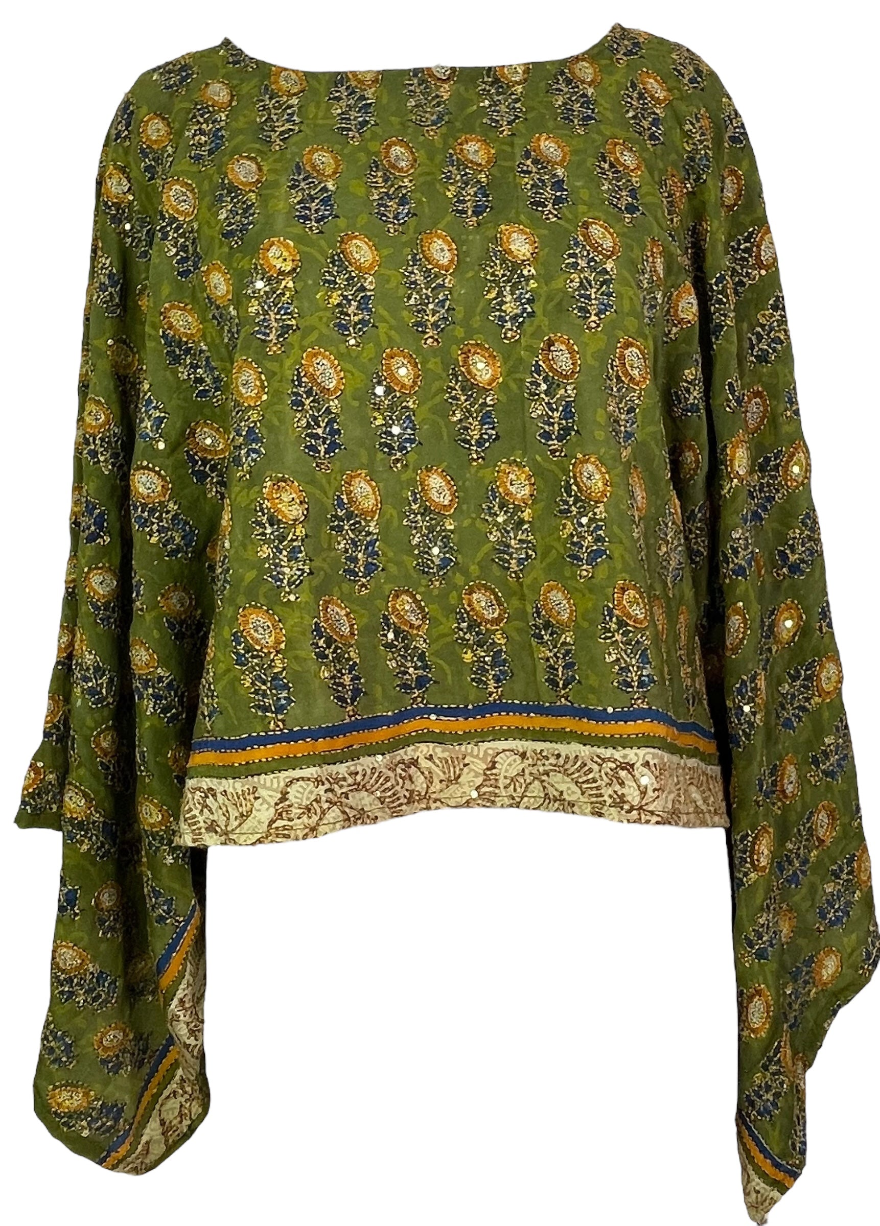 PRC7759 Avatar Pure Silk Kimono-Sleeved Top