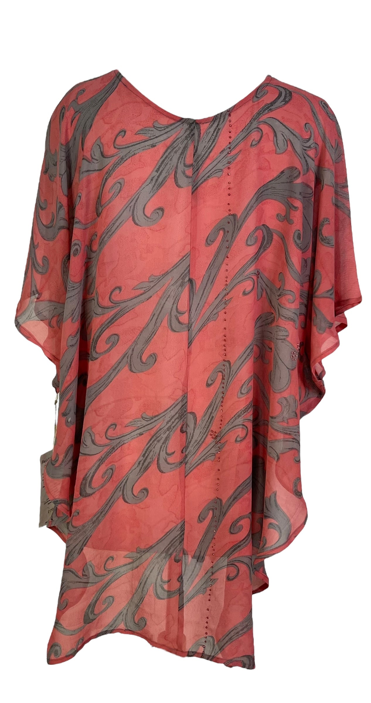 PRG7263 Sheer Avatar Pure Silk Waterfall Top