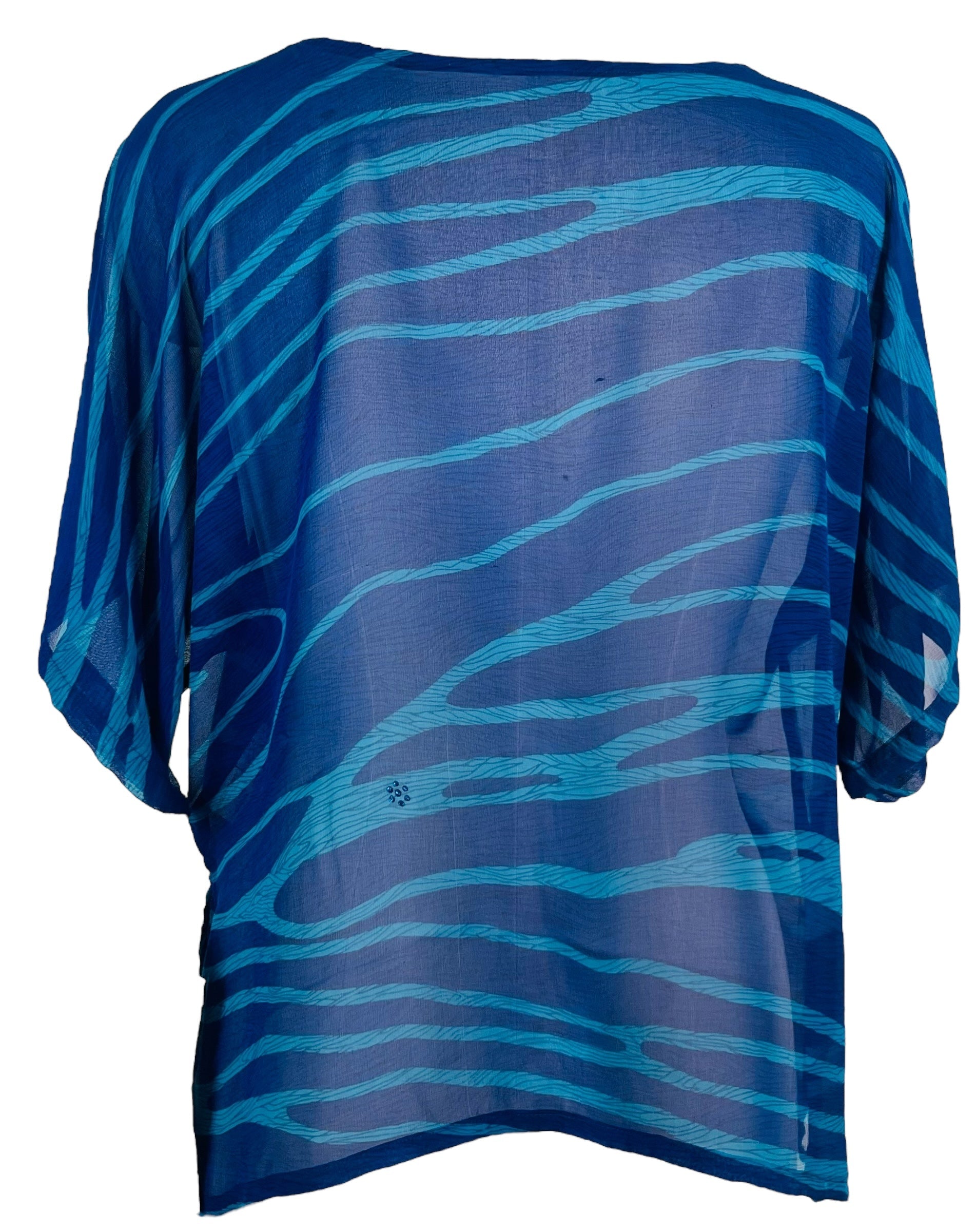 PRG6839 Sheer Avatar Pure Silk Side Slit Top