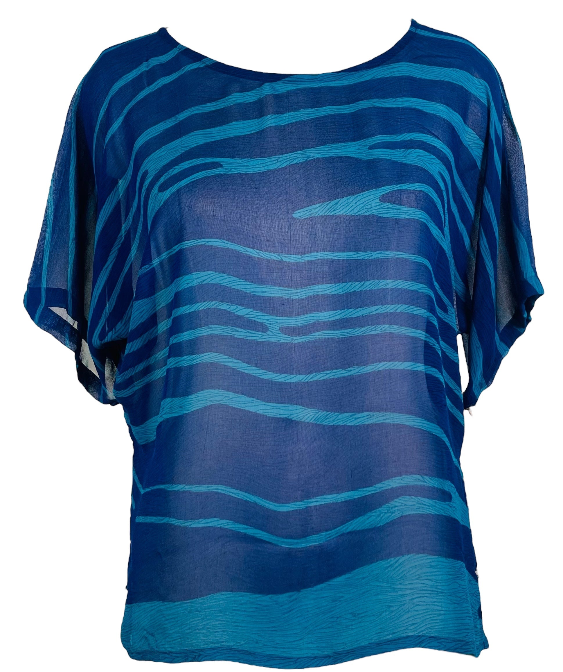 PRG6839 Sheer Avatar Pure Silk Side Slit Top