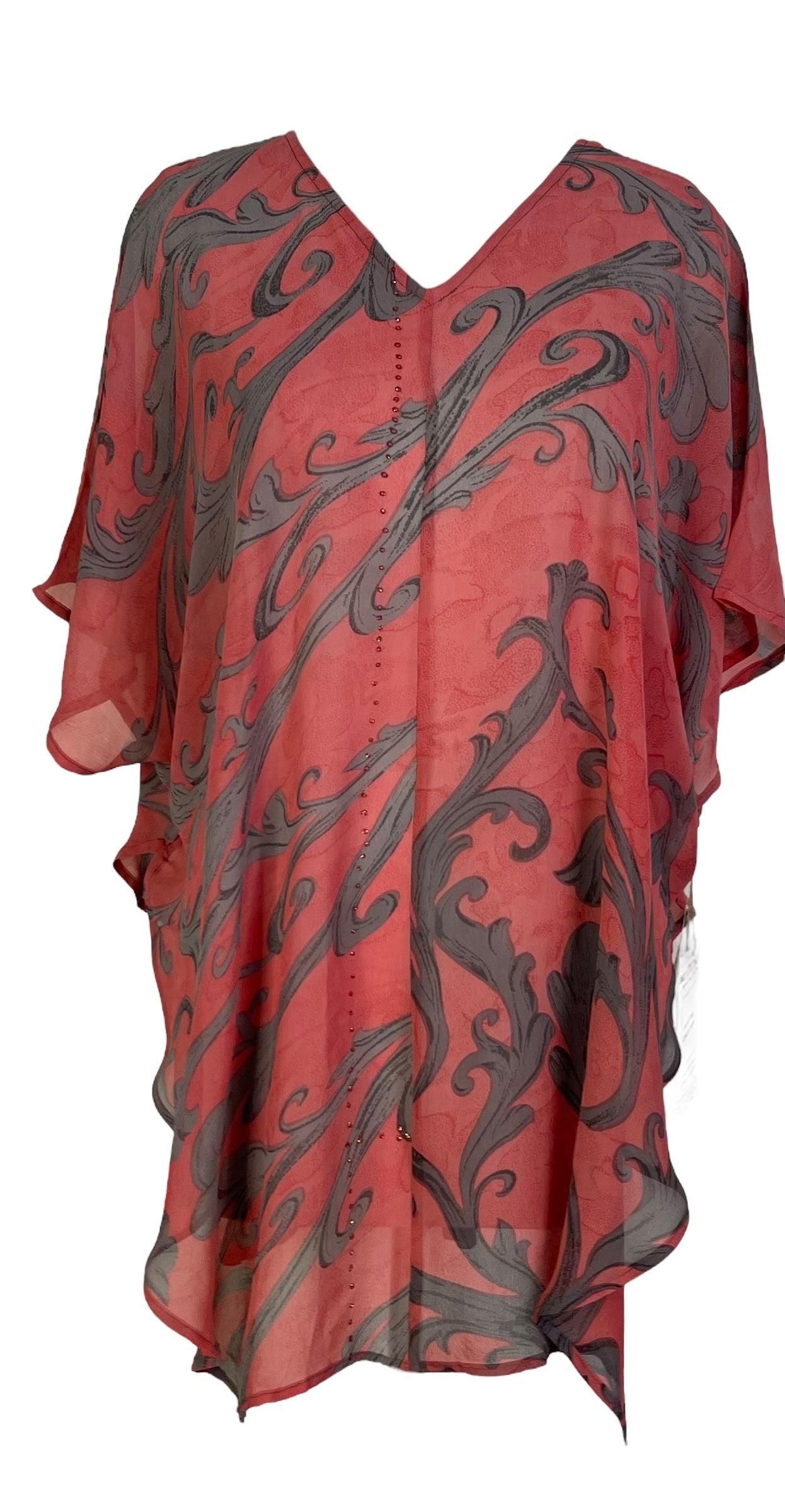 PRG7263 Sheer Avatar Pure Silk Waterfall Top