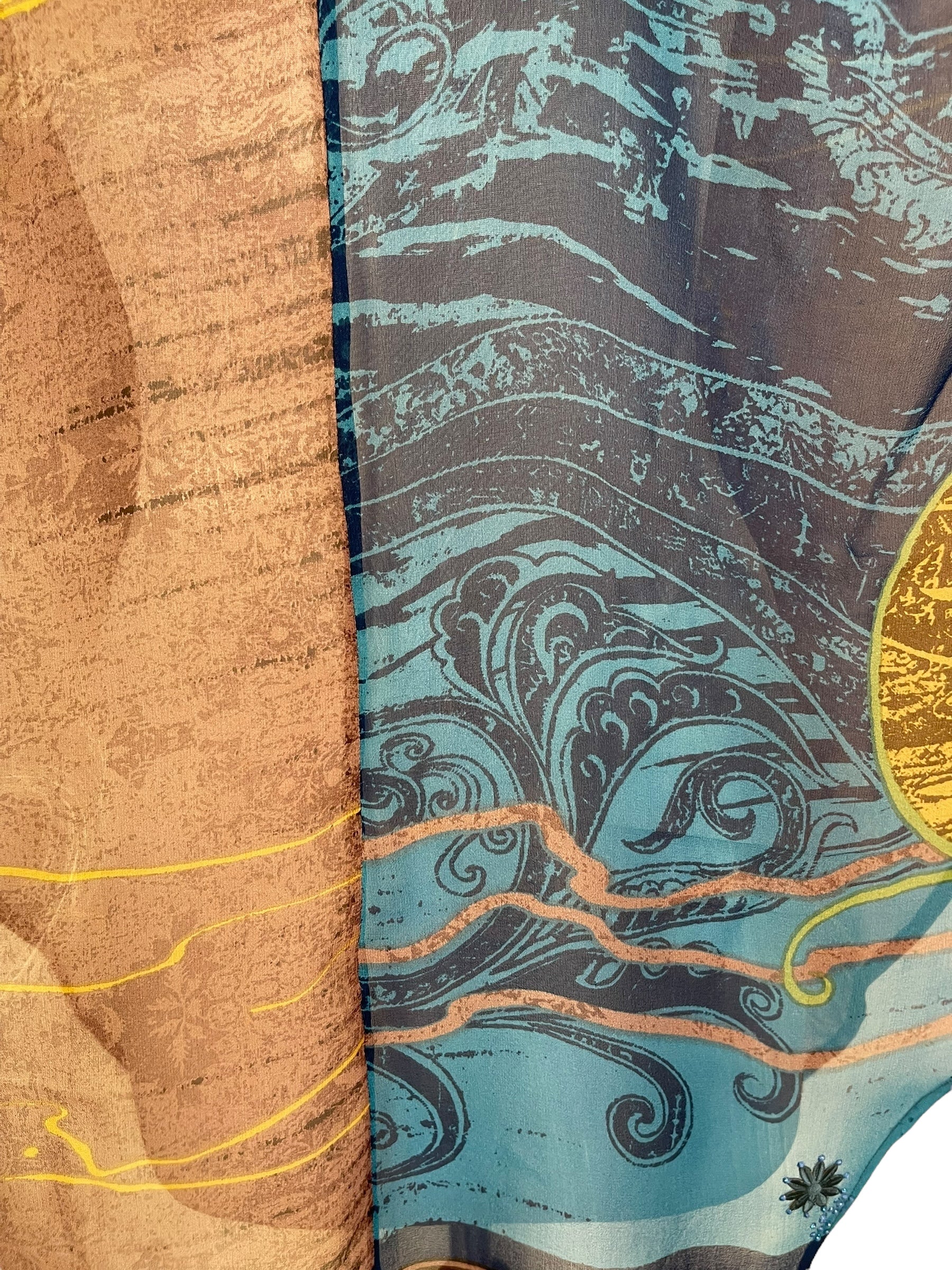 PRG7226 Sheer Avatar Pure Silk Waterfall Top