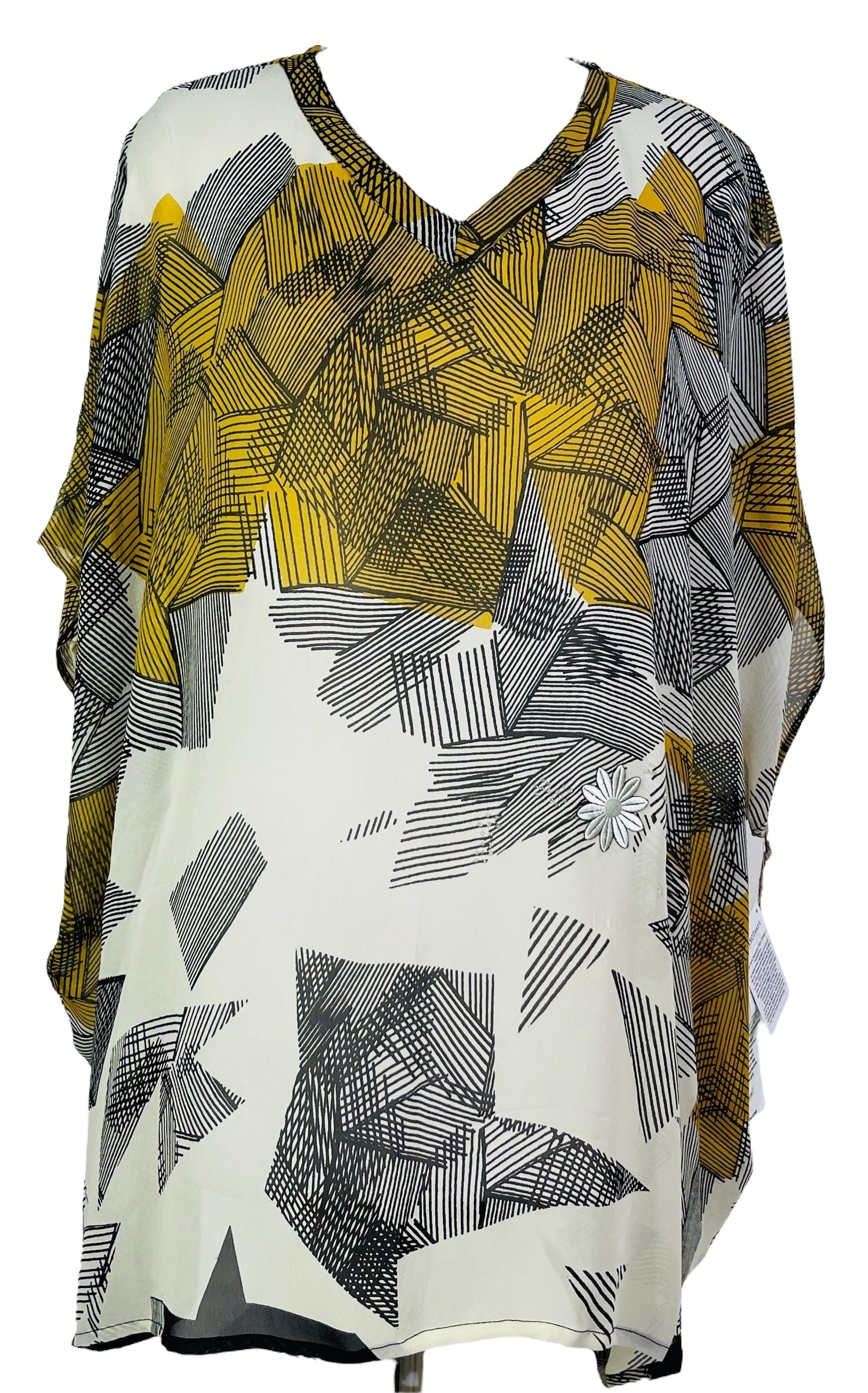 PRG7361 Sheer Avatar Pure Silk Short Kaftan Tunic without Slits