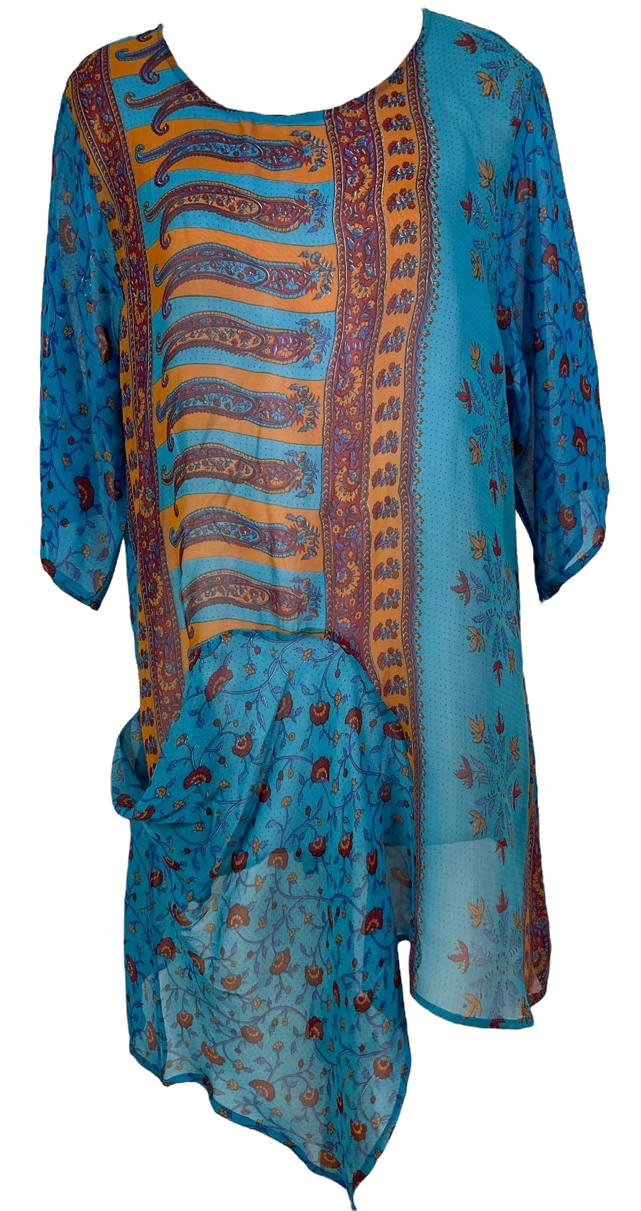 PRG6805 Sheer Avatar Pure Silk Self Pocket Tunic Dress