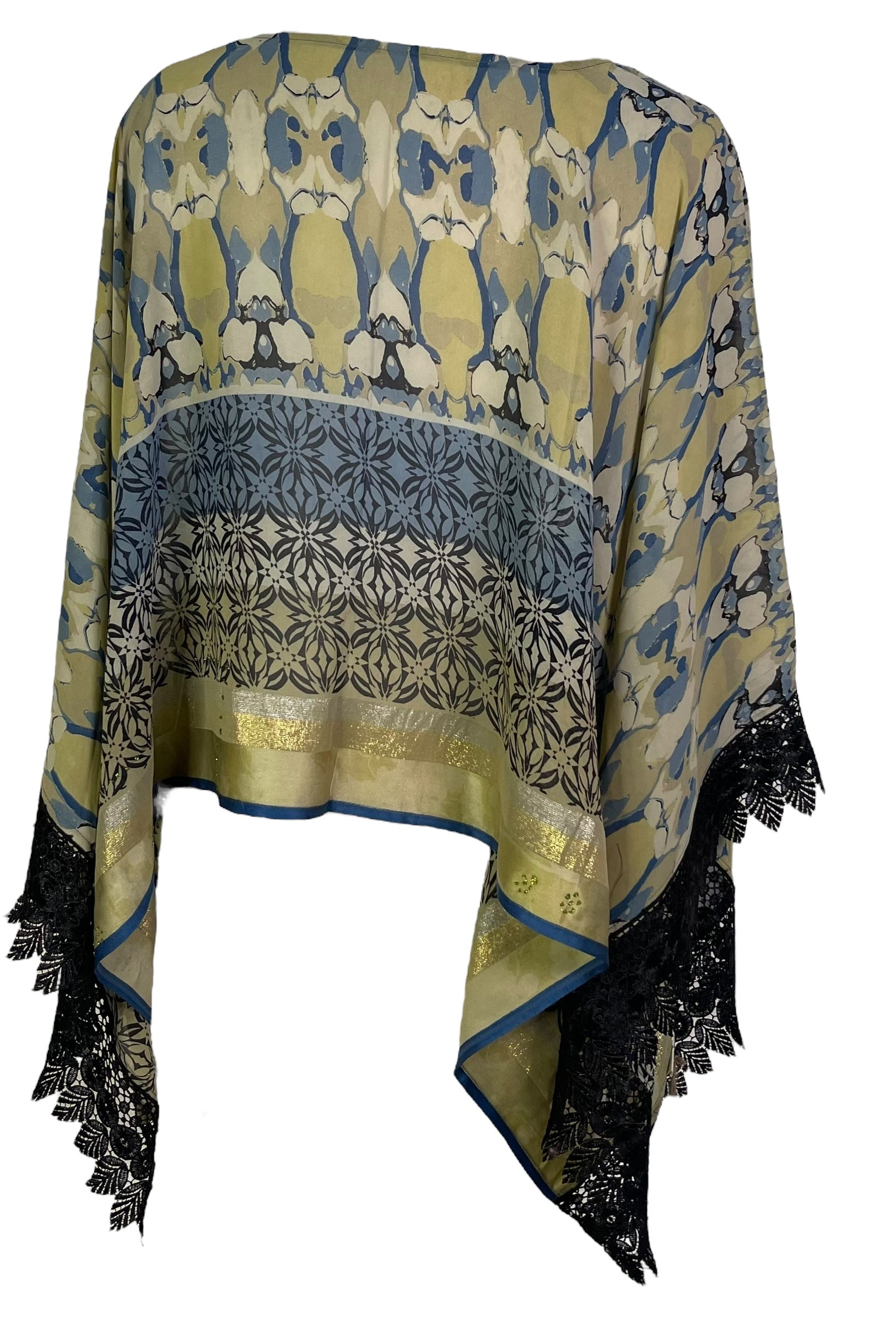 PRG7065 Sheer Avatar Pure Silk Capelet Poncho