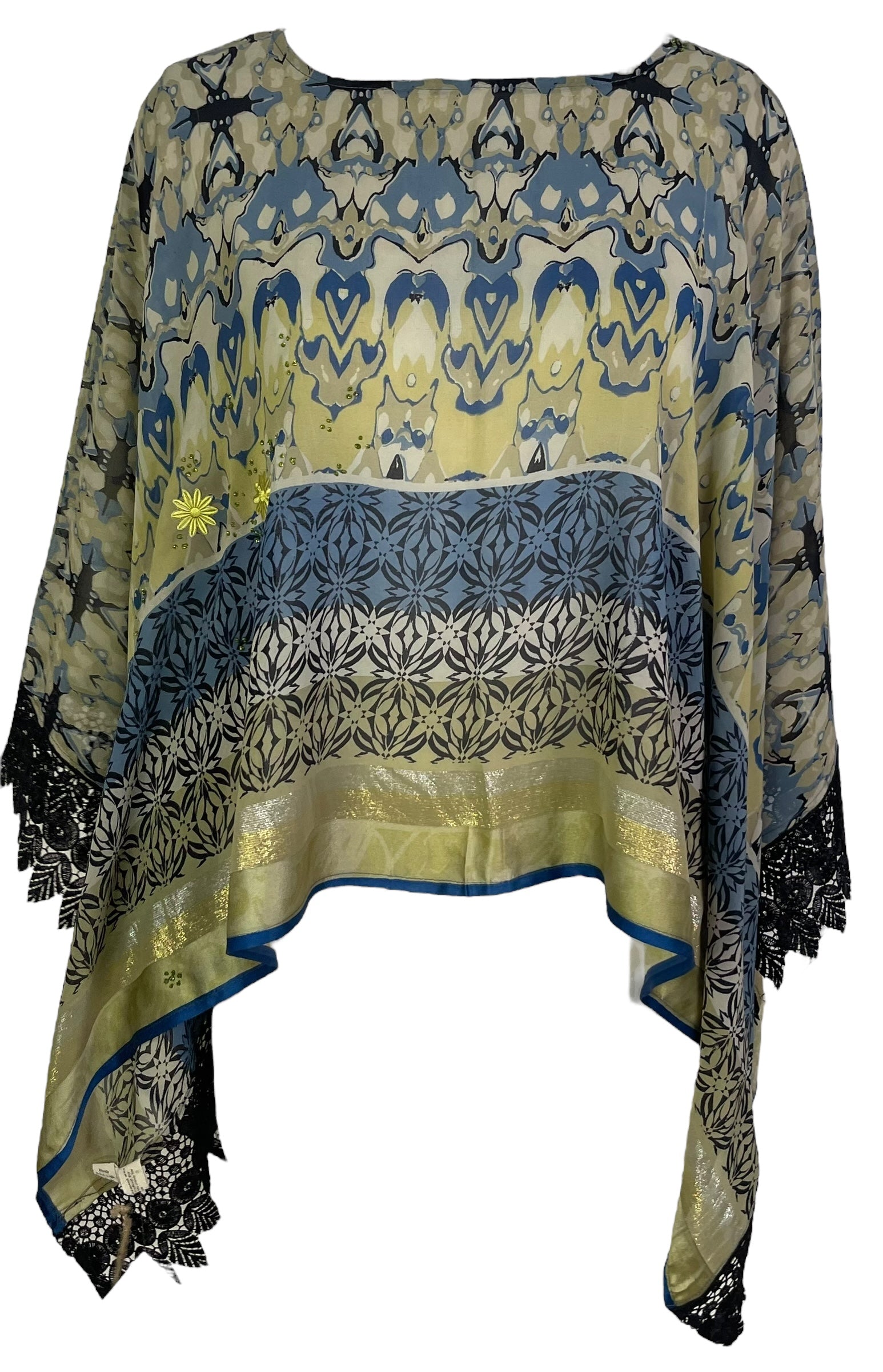 PRG7065 Sheer Avatar Pure Silk Capelet Poncho