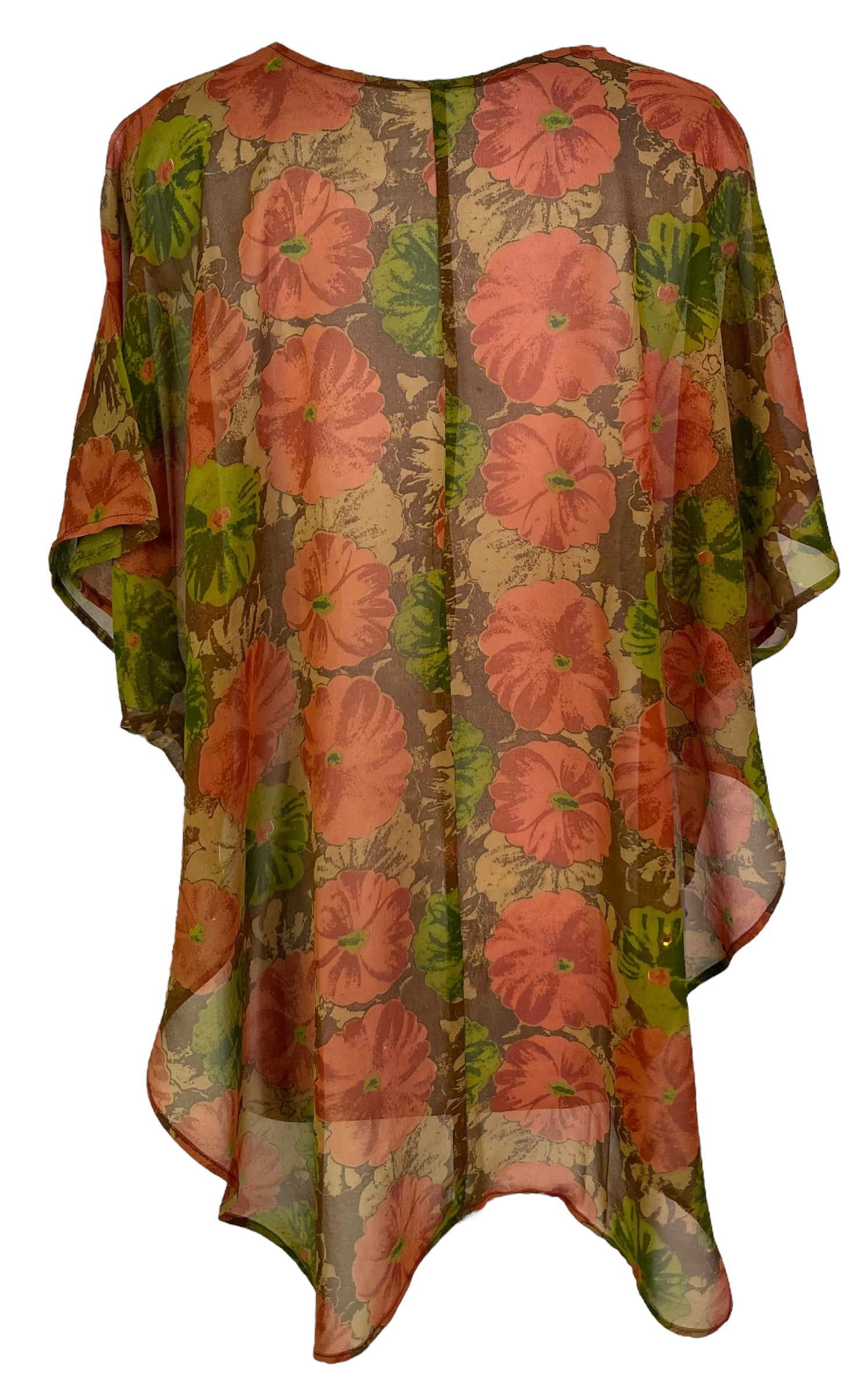 PRG7052 Sheer Avatar Pure Silk Waterfall Top