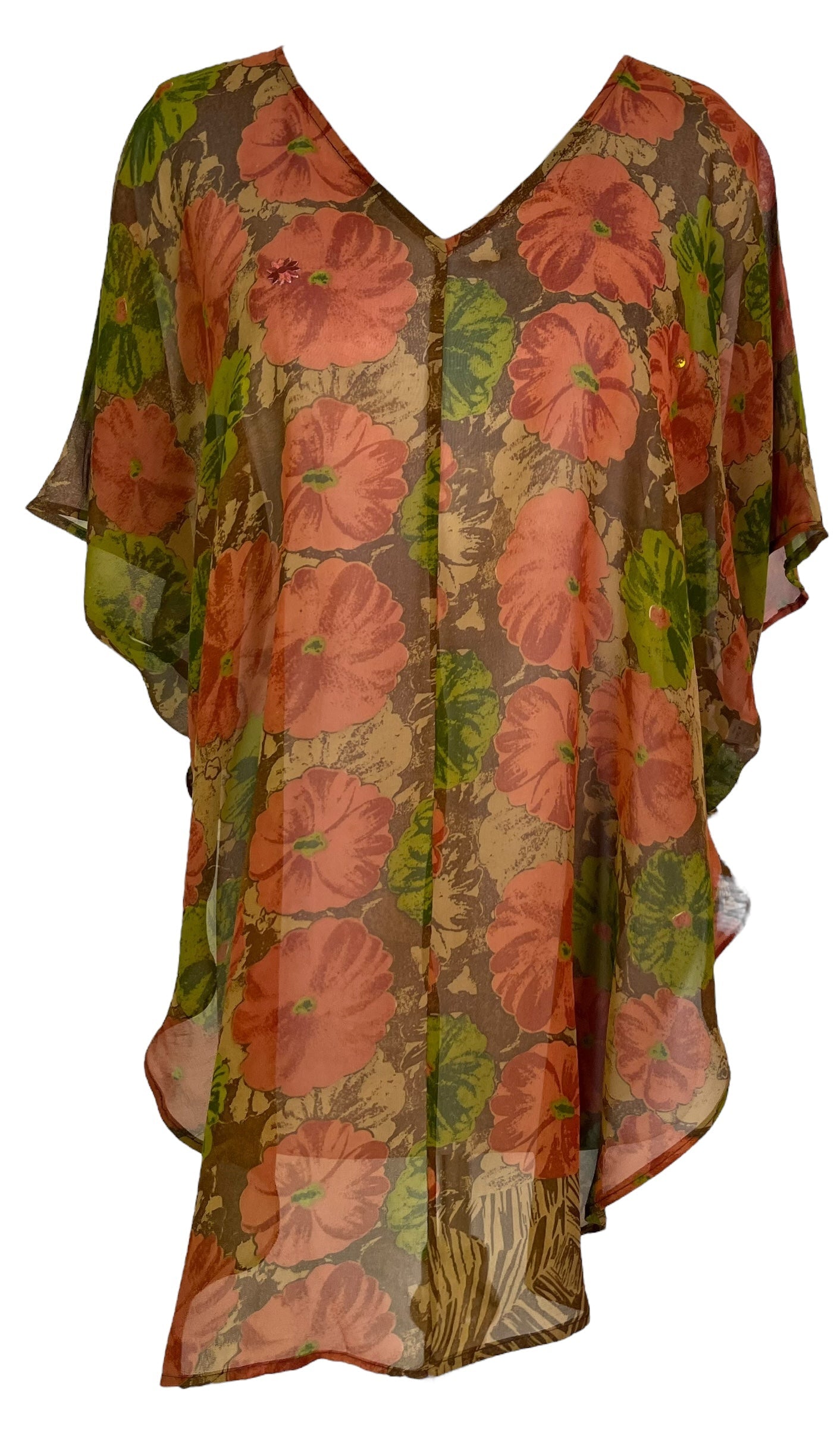 PRG7052 Sheer Avatar Pure Silk Waterfall Top