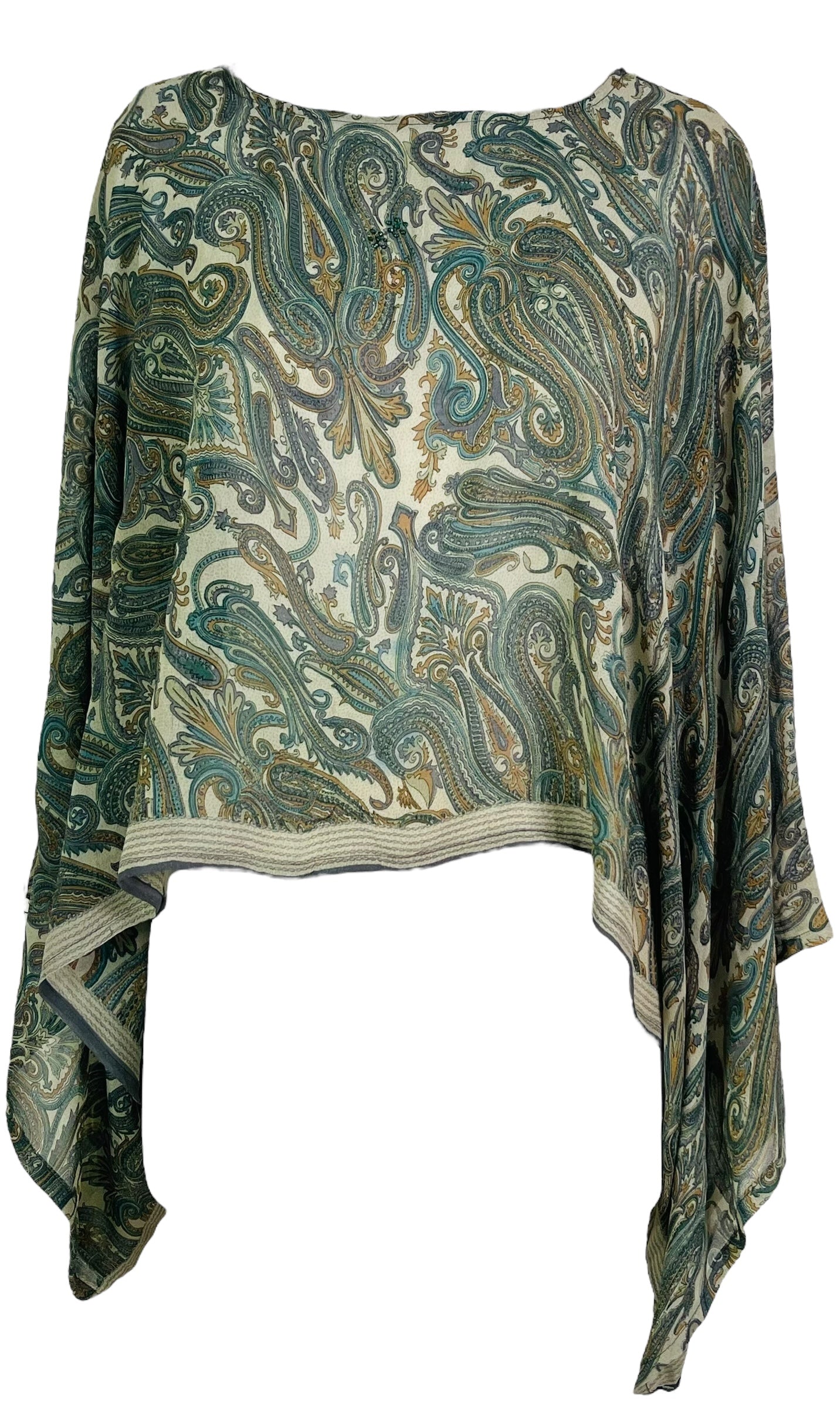 PRG7338 Sheer Avatar Pure Silk Kimono-Sleeved Top