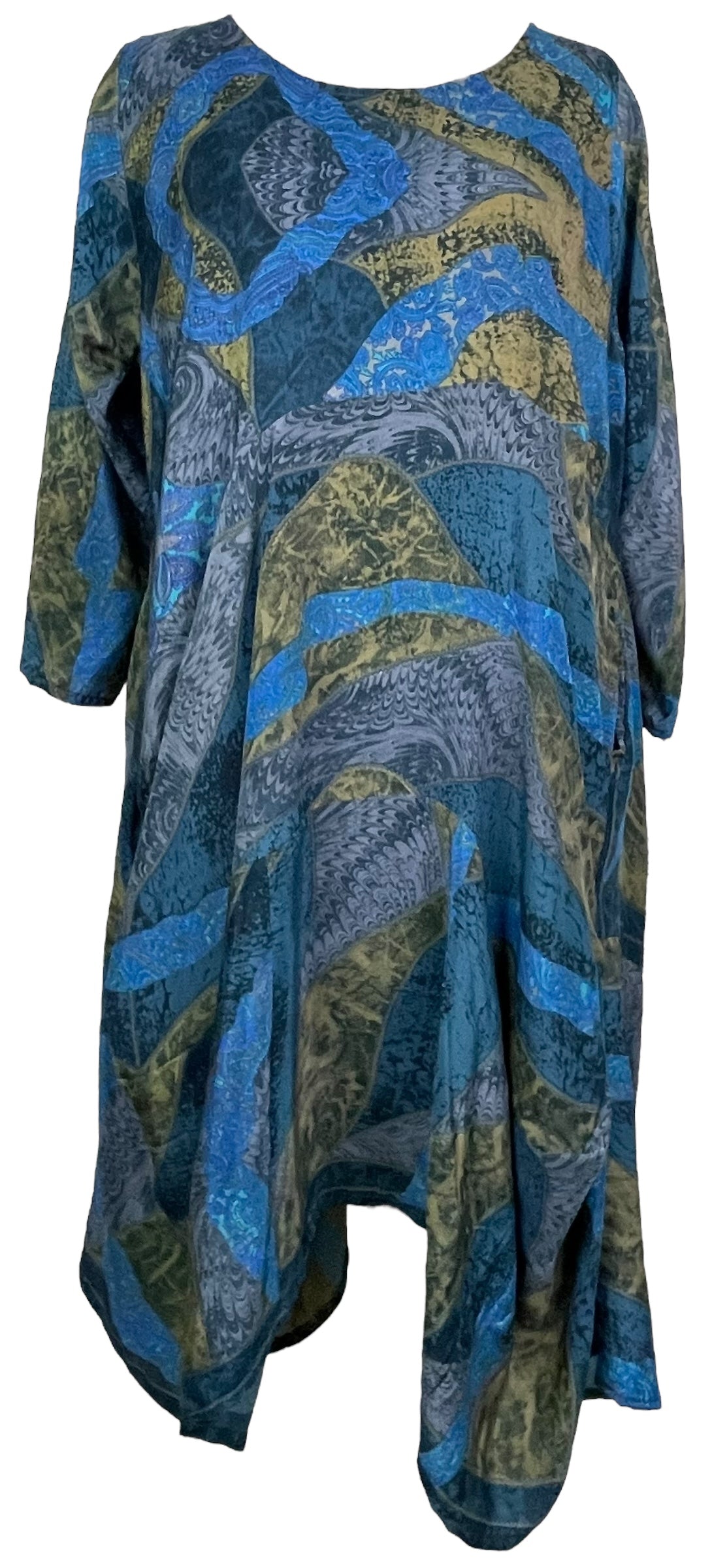 PRC7838 Avatar Pure Silk Sculptural Long Tunic Dress