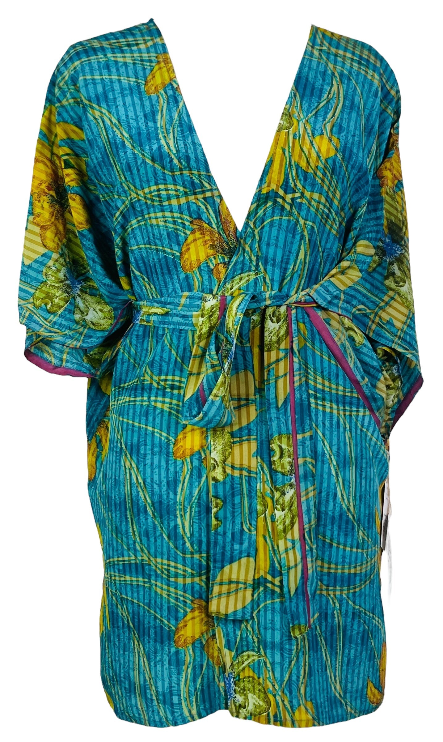 PRC7514B Avatar Pure Silk Kimono-Sleeved Jacket with Belt