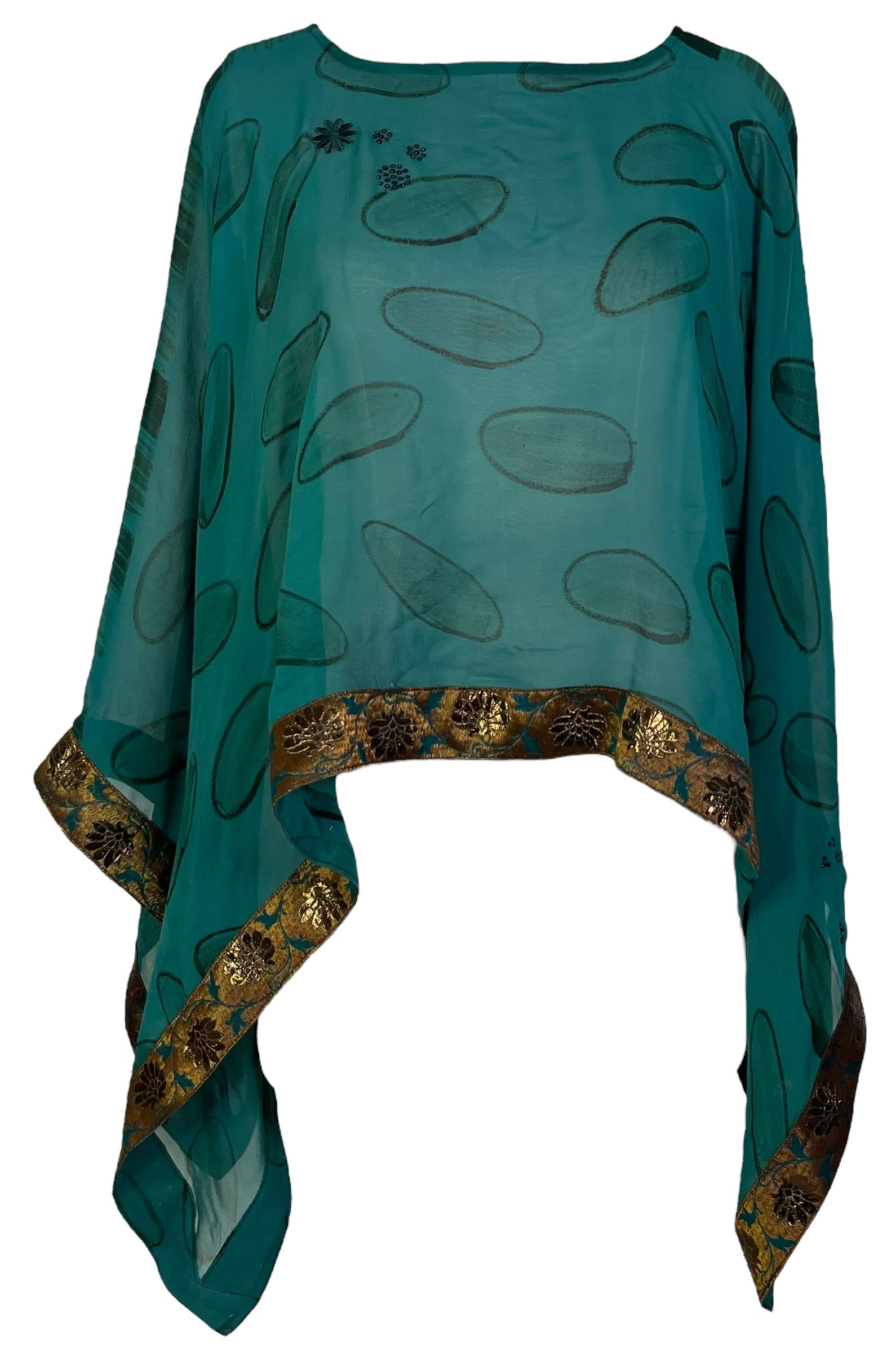 SOLD  PRG7364 Sheer Avatar Pure Silk Capelet Poncho