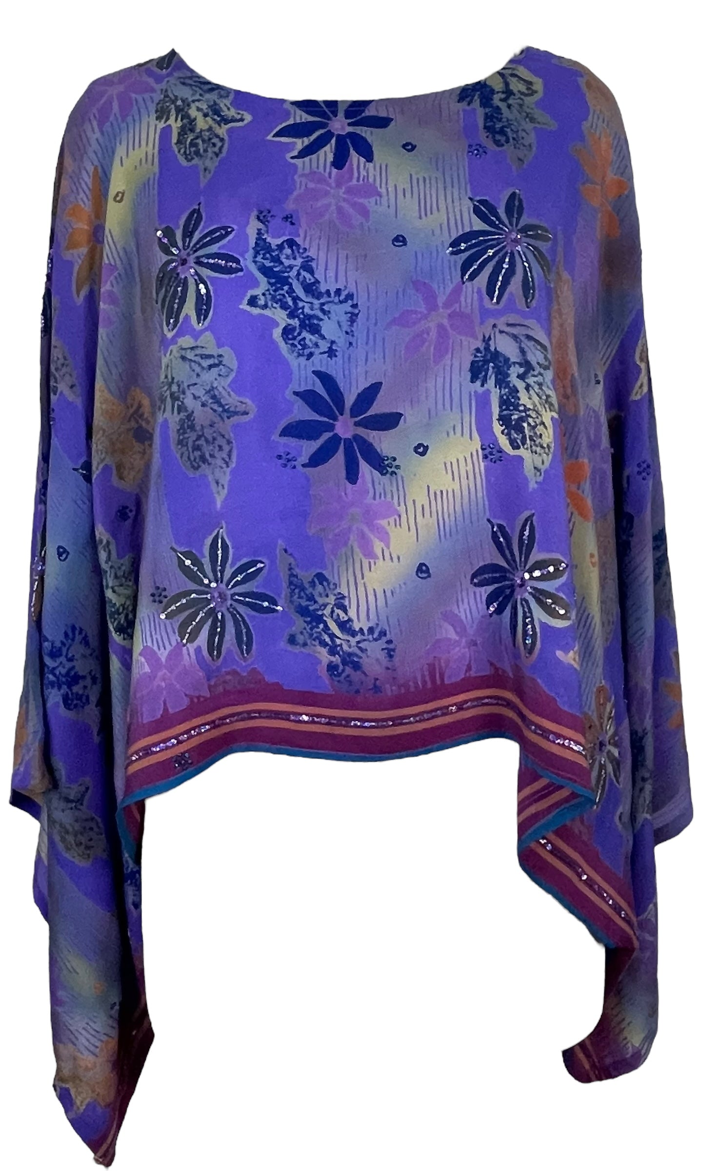 PRC7758 Avatar Pure Silk Kimono-Sleeved Top
