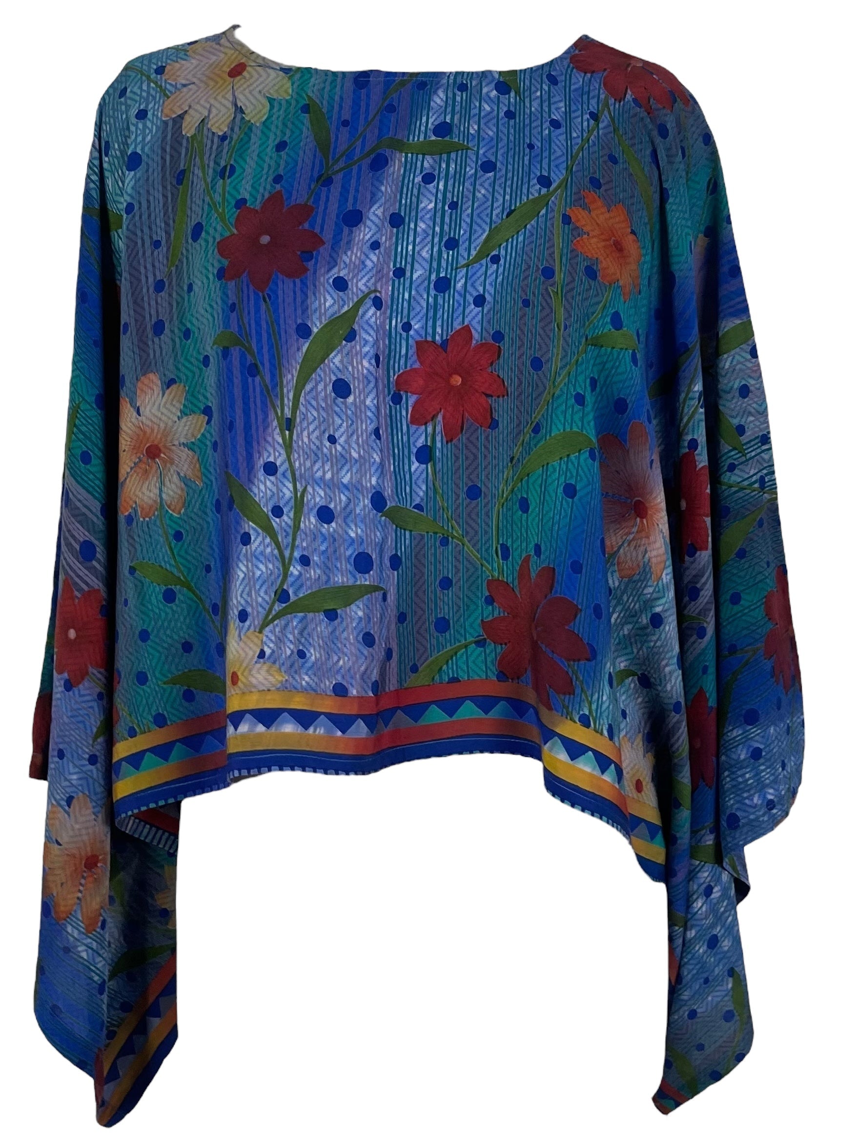 PRC6727 Avatar Pure Silk Kimono-Sleeved Top