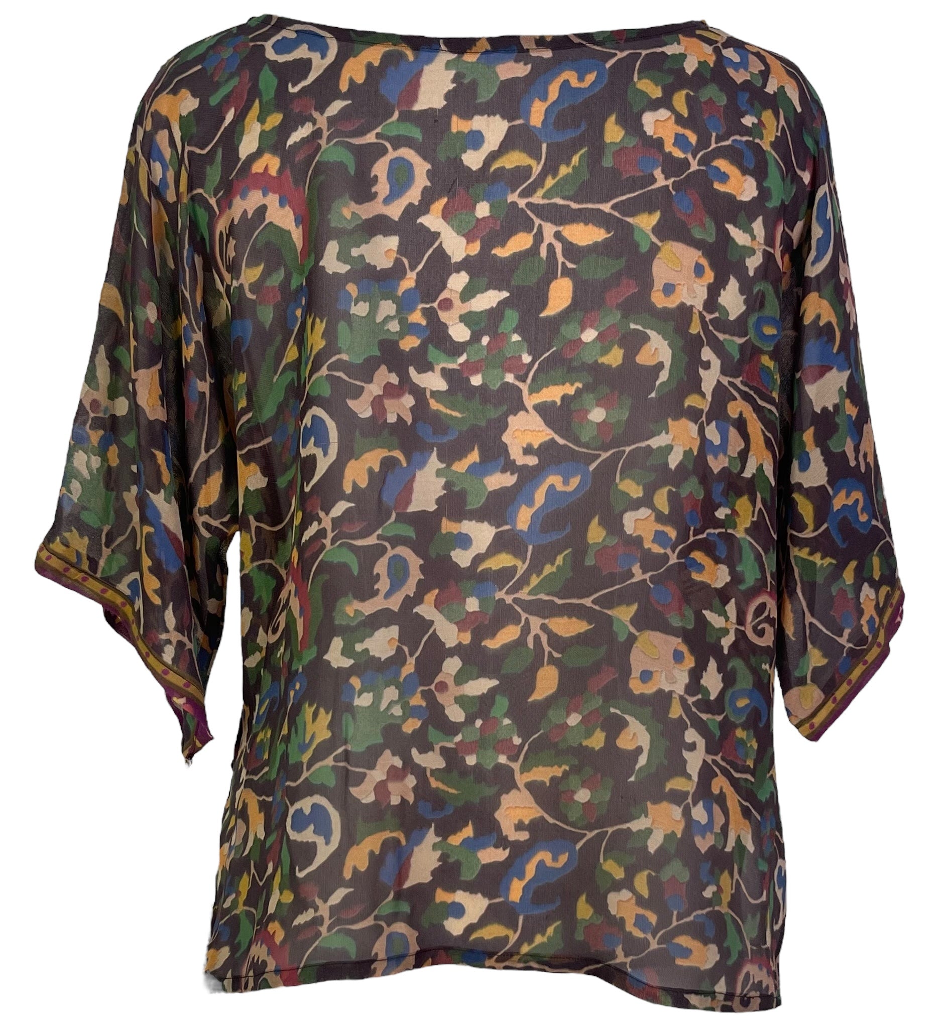 SOLD  PRG6852 Sheer Avatar Pure Silk Side Slit Top