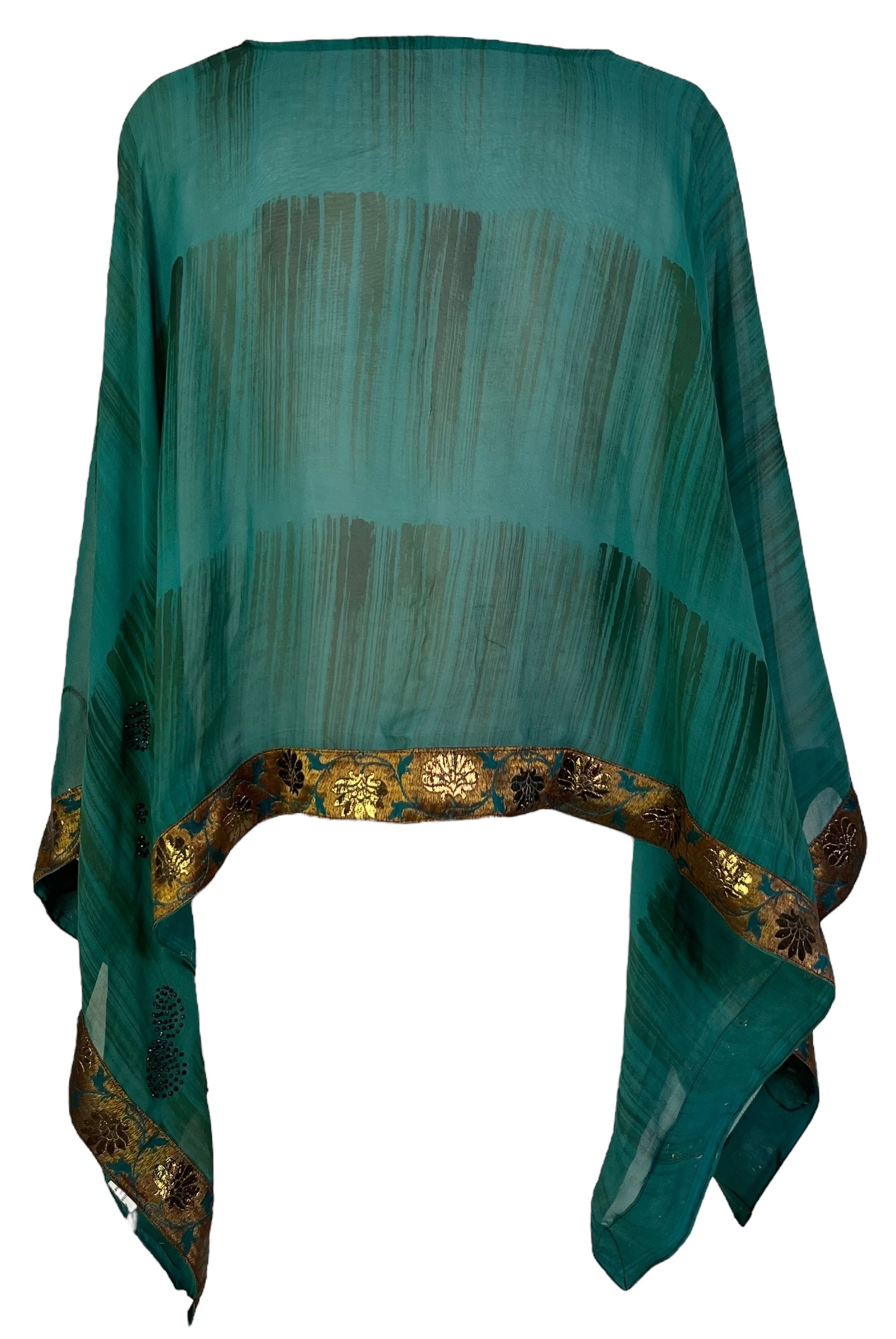 SOLD  PRG7364 Sheer Avatar Pure Silk Capelet Poncho