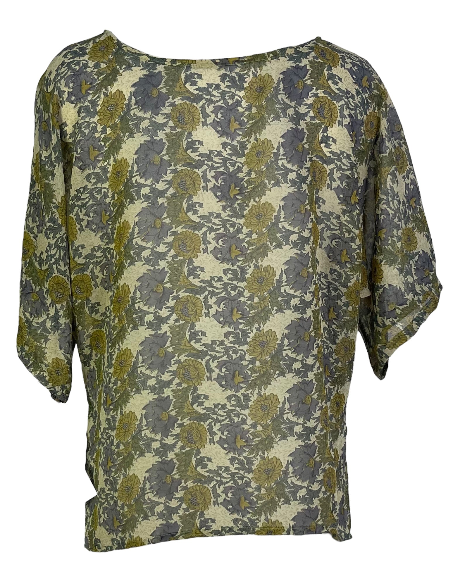 PRG6853 Sheer Avatar Pure Silk Side Slit Top