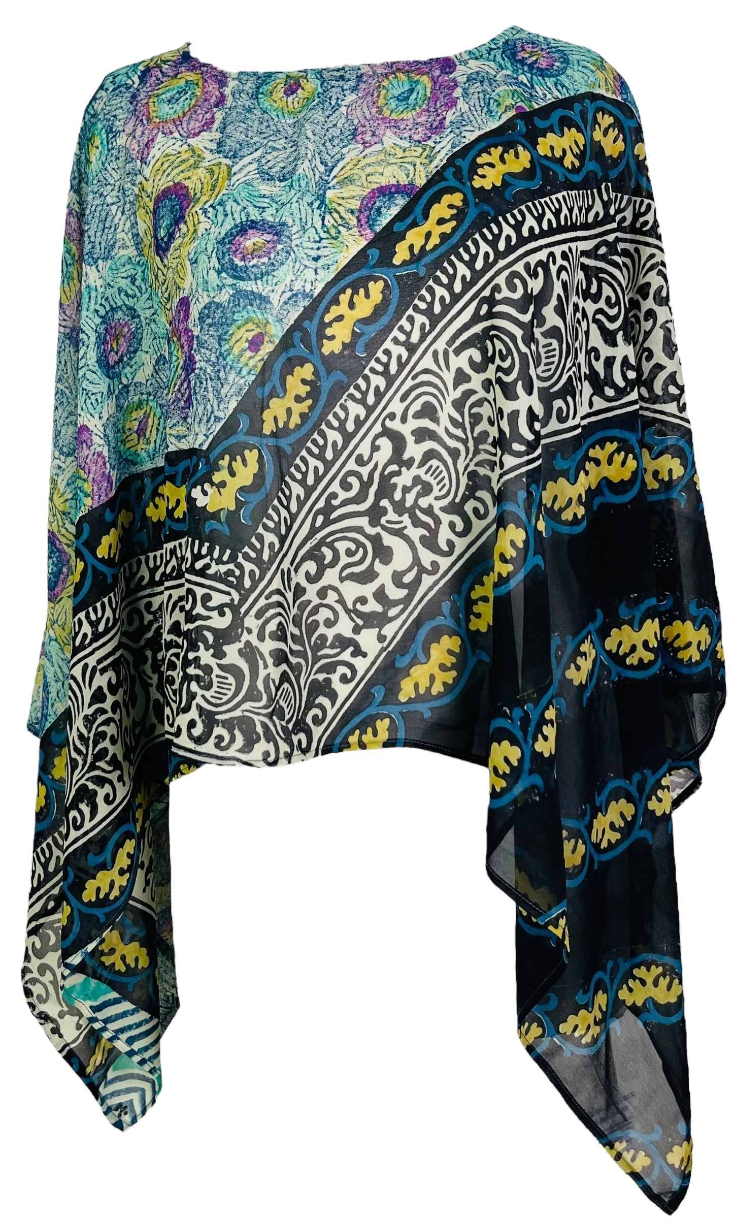 PRG6613 Sheer Avatar Pure Silk Capelet Poncho