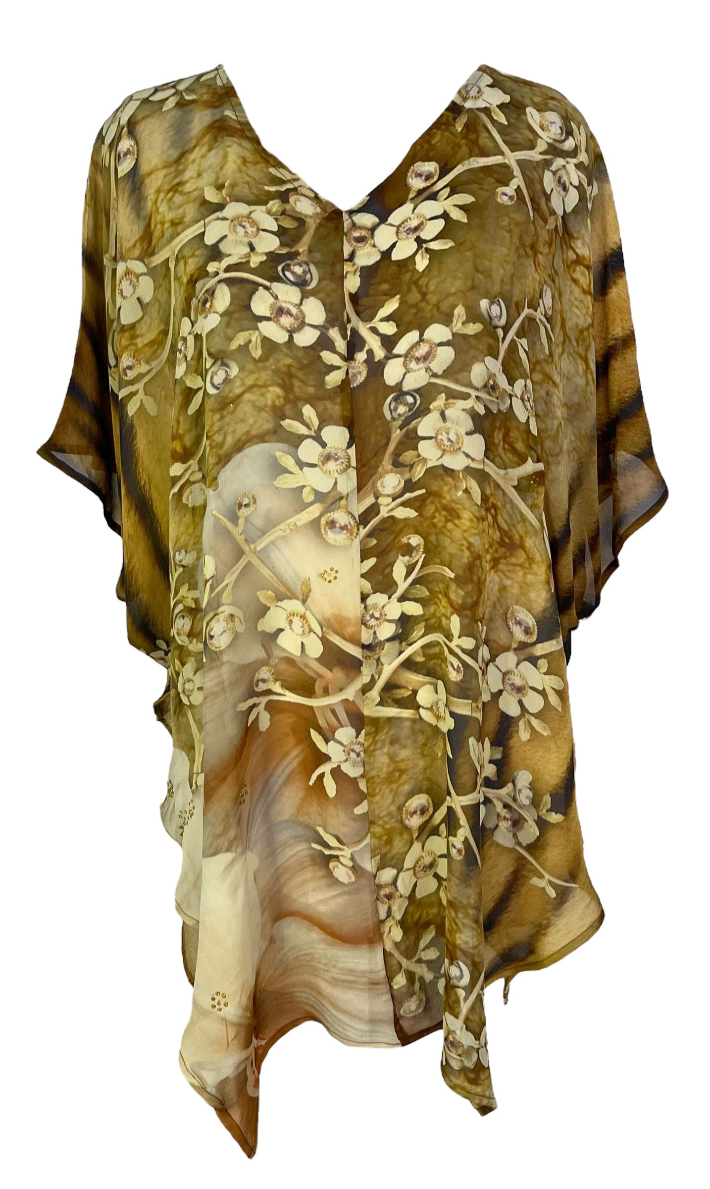 PRG7060 Sheer Avatar Pure Silk Waterfall Top